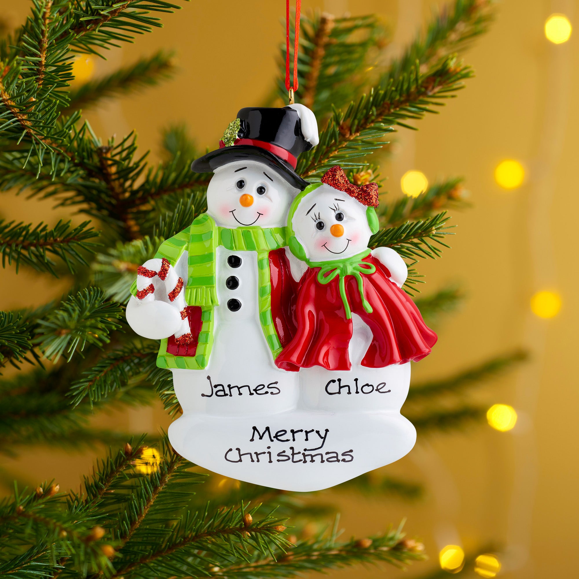 Personalised Family Christmas Xmas Tree Decoration Ornament - Snow Couple