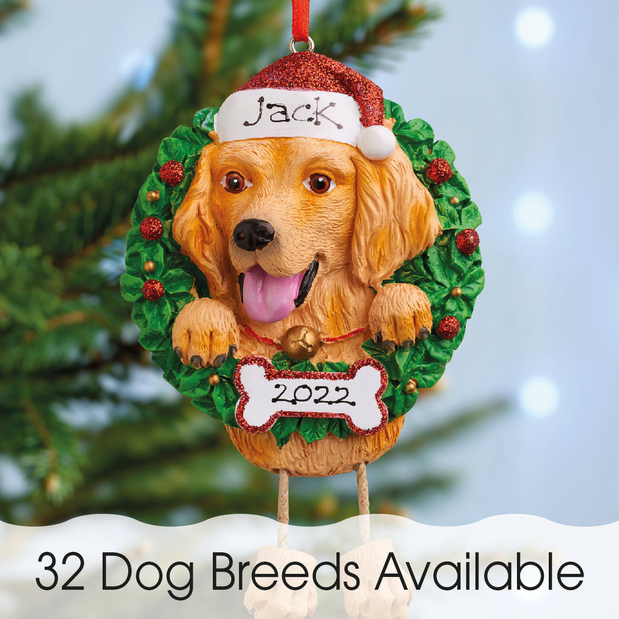 Personalised Pet Dog Christmas Tree Decoration Ornament - Dog Bone –  Tabetha's Touch