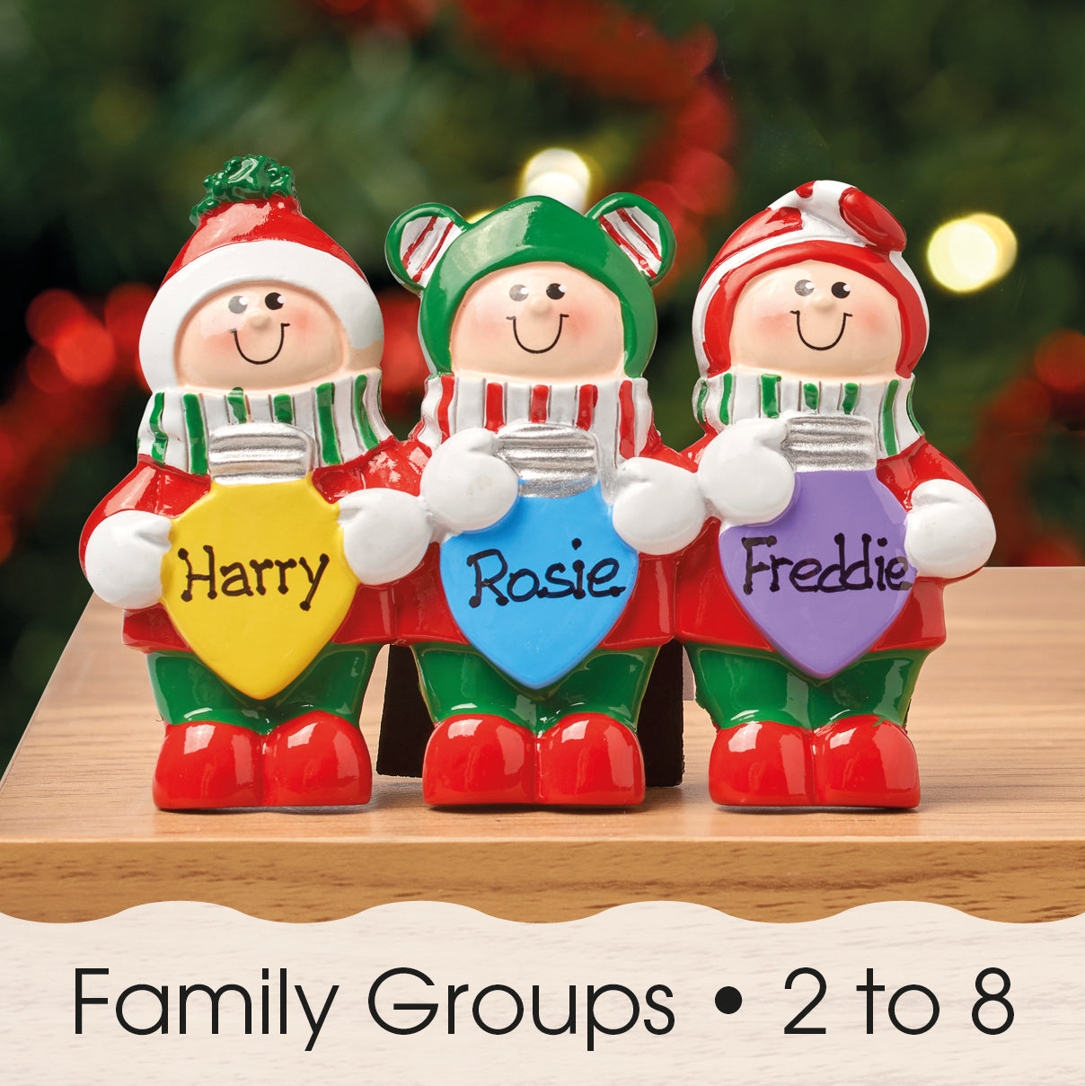 Personalised Family Christmas Xmas Decoration - Christmas Lights Family - TABLE TOP