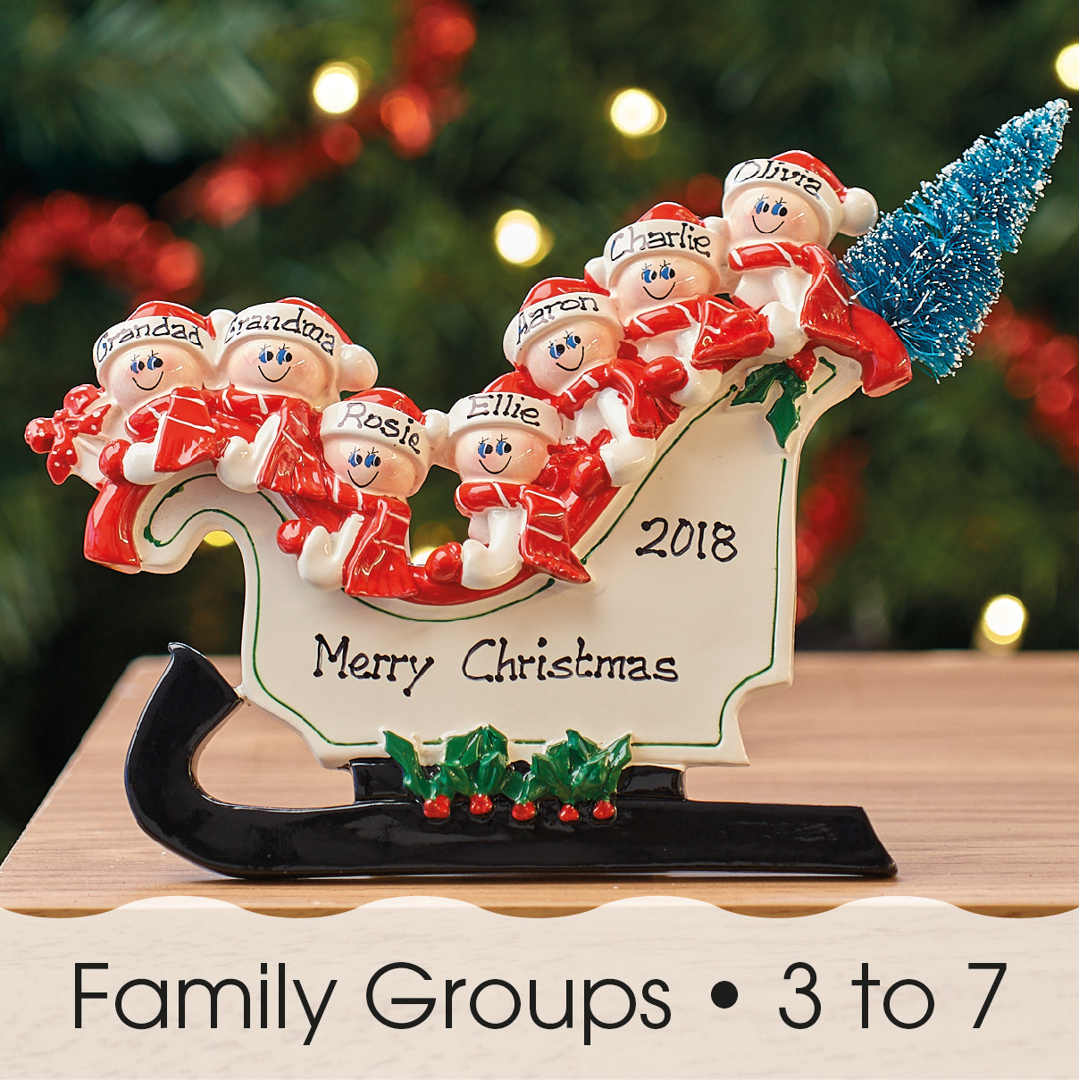Family christmas shop decorations personalised