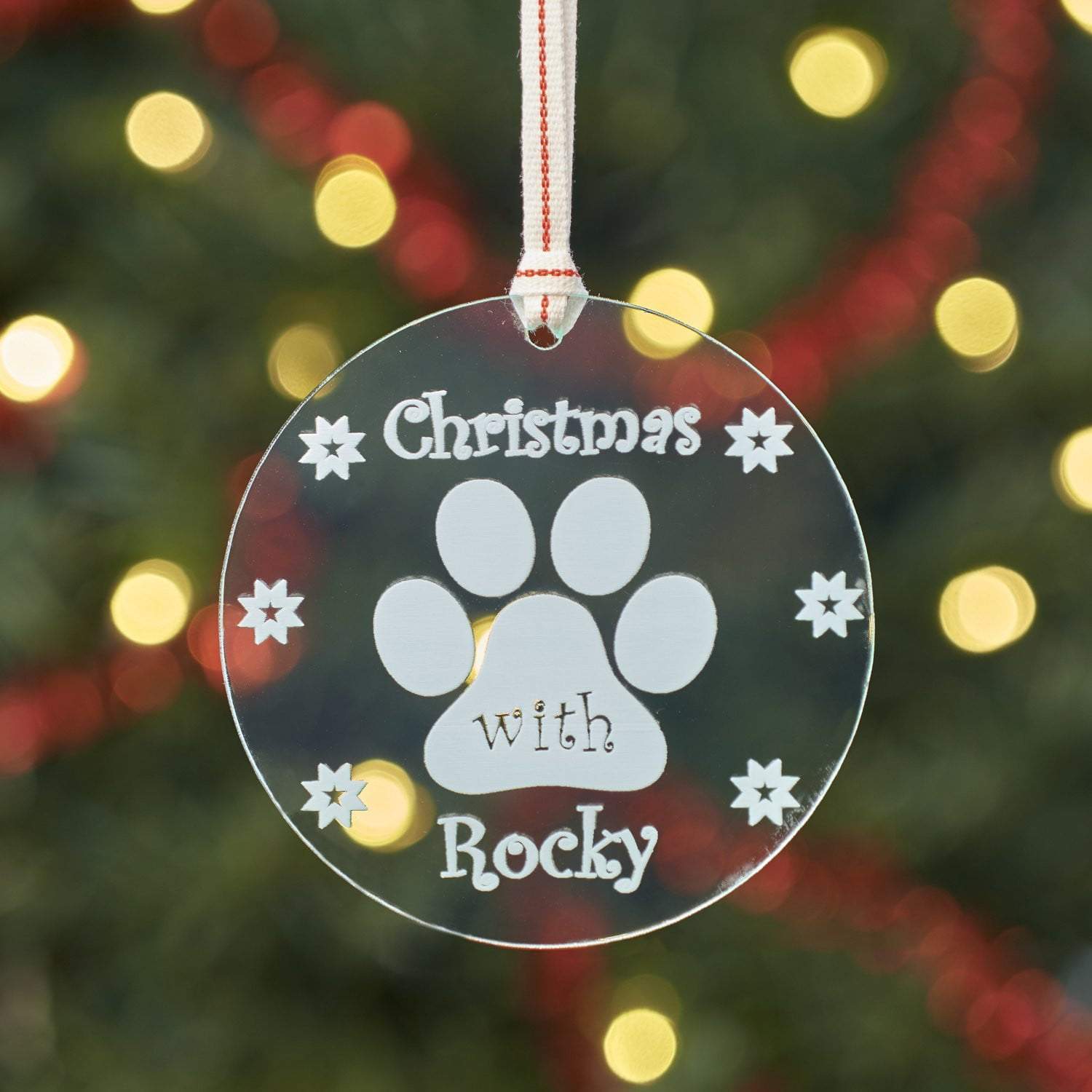 Christmas Decoration - Personalised Dog Paw Tree Decoration Ornament