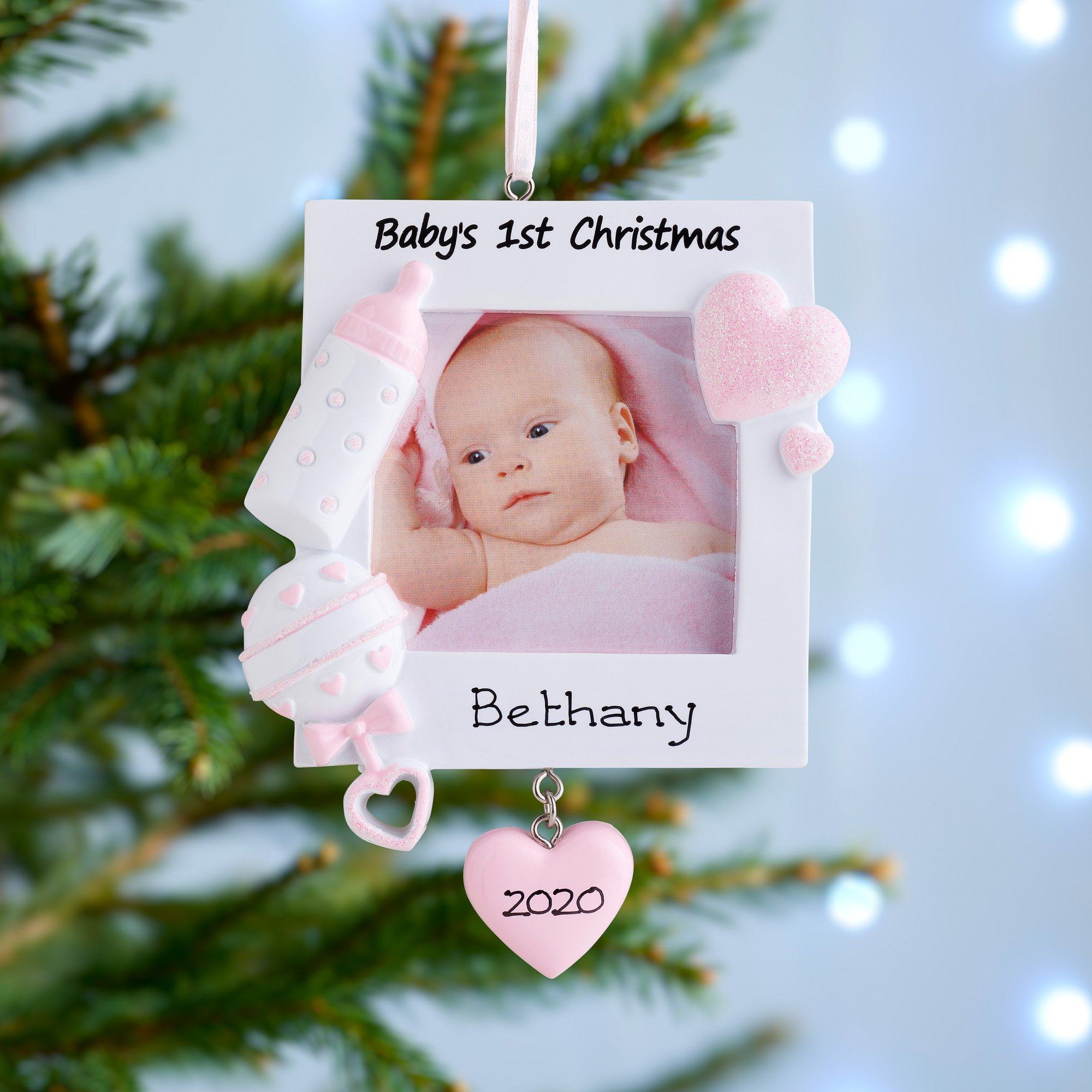 Christmas Ornament - Personalised Baby's 1st Christmas Xmas Tree Decoration Ornament - Christmas Baby Frame