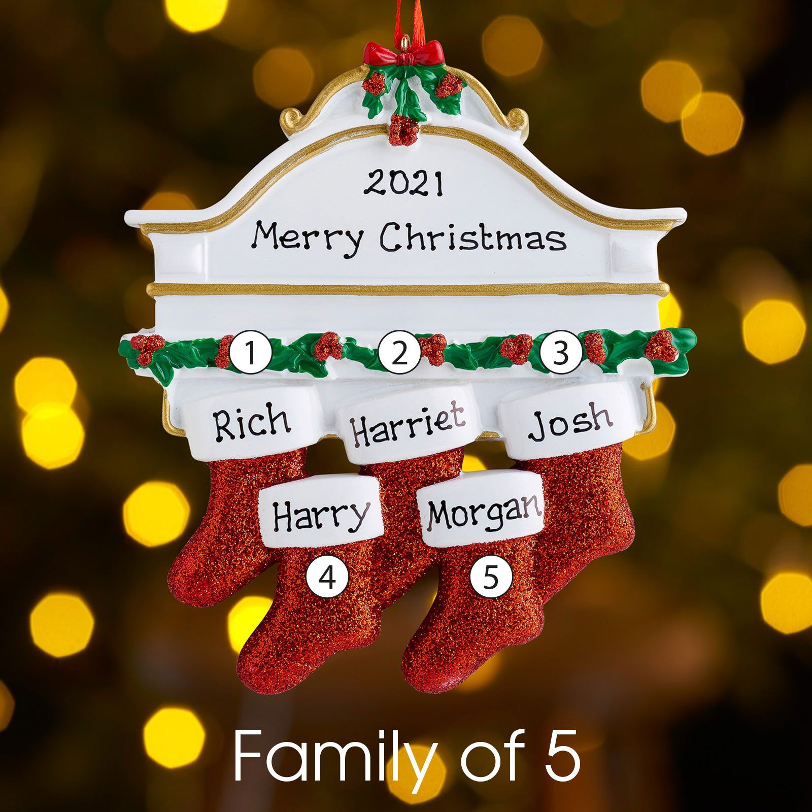 Christmas Ornament - Personalised Family Christmas Xmas Tree Decoration Ornament - Mantel Family