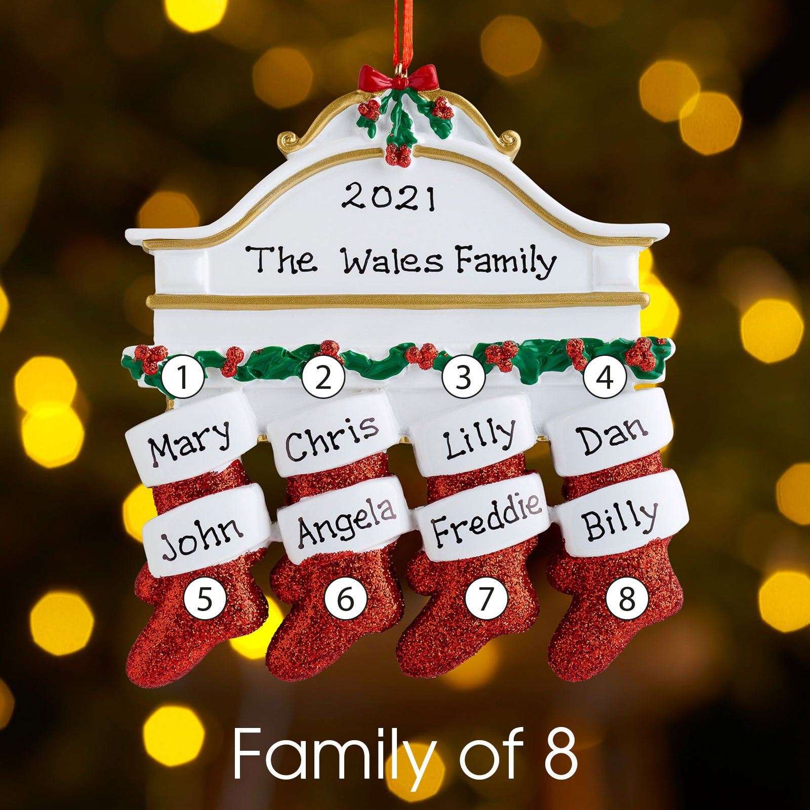 Christmas Ornament - Personalised Family Christmas Xmas Tree Decoration Ornament - Mantel Family