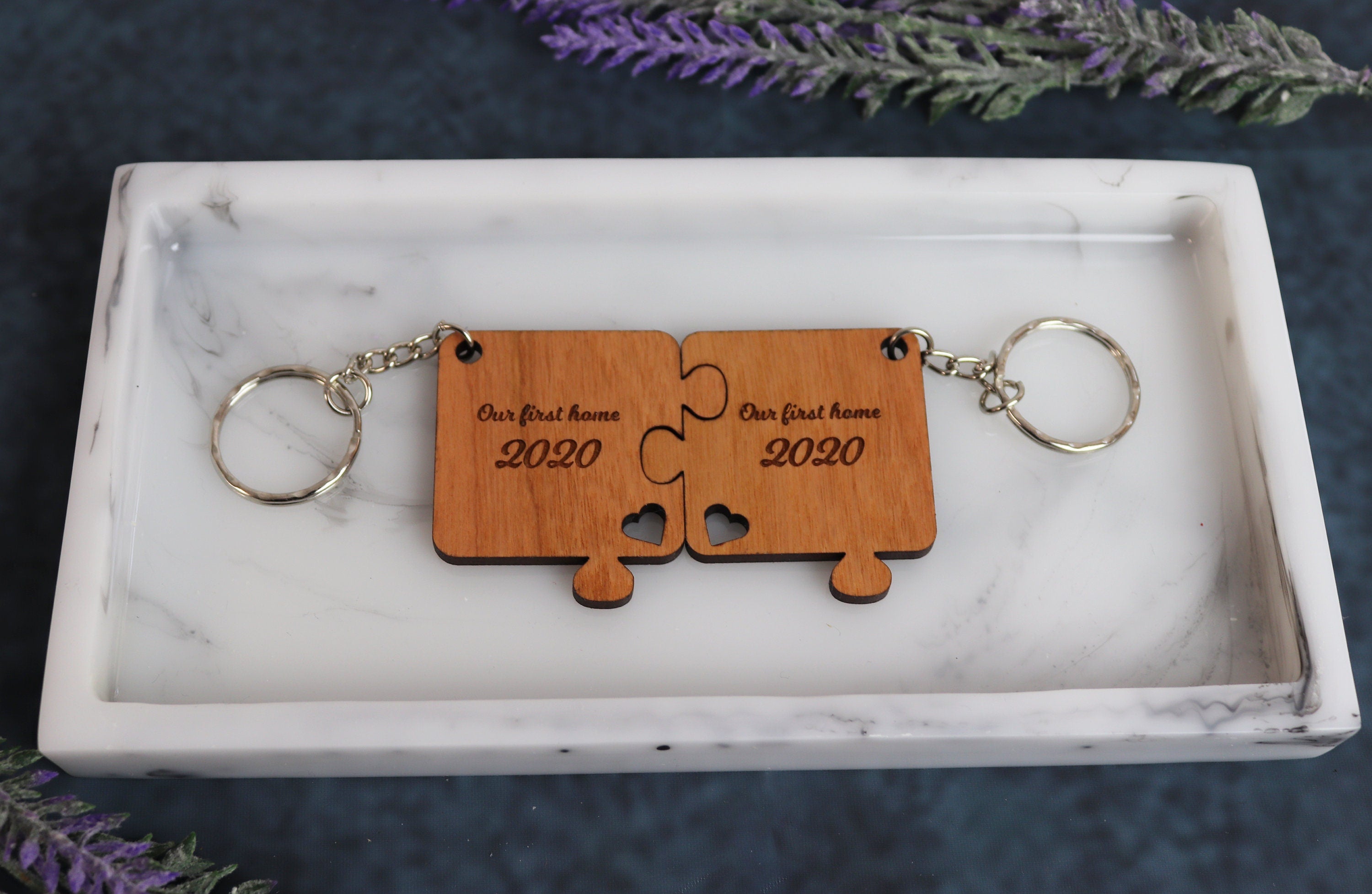 Personalised Names & Dates Puzzle Piece Keyrings