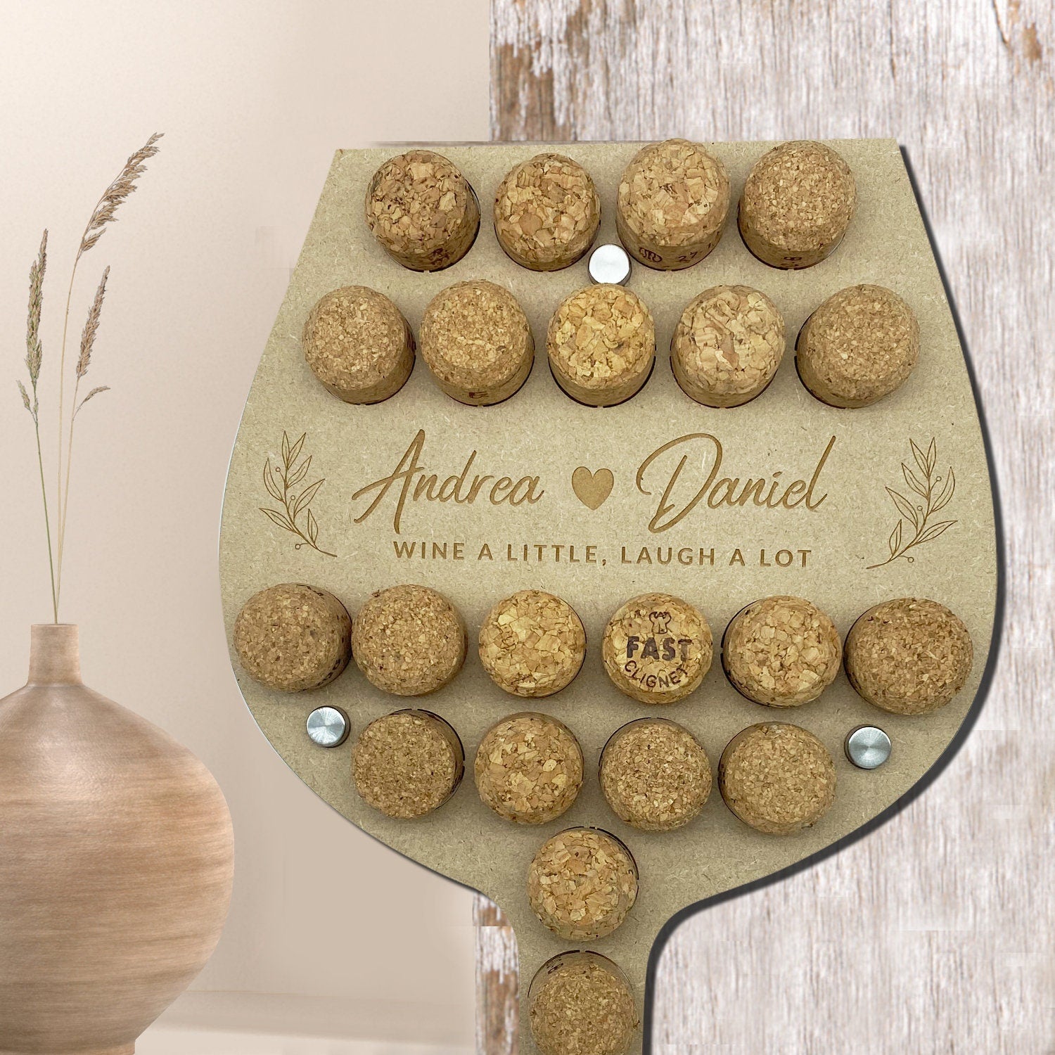 Personalised Glass Shaped Wine Cork Collection Wall Display Ideal Wedding or Anniversary Gift