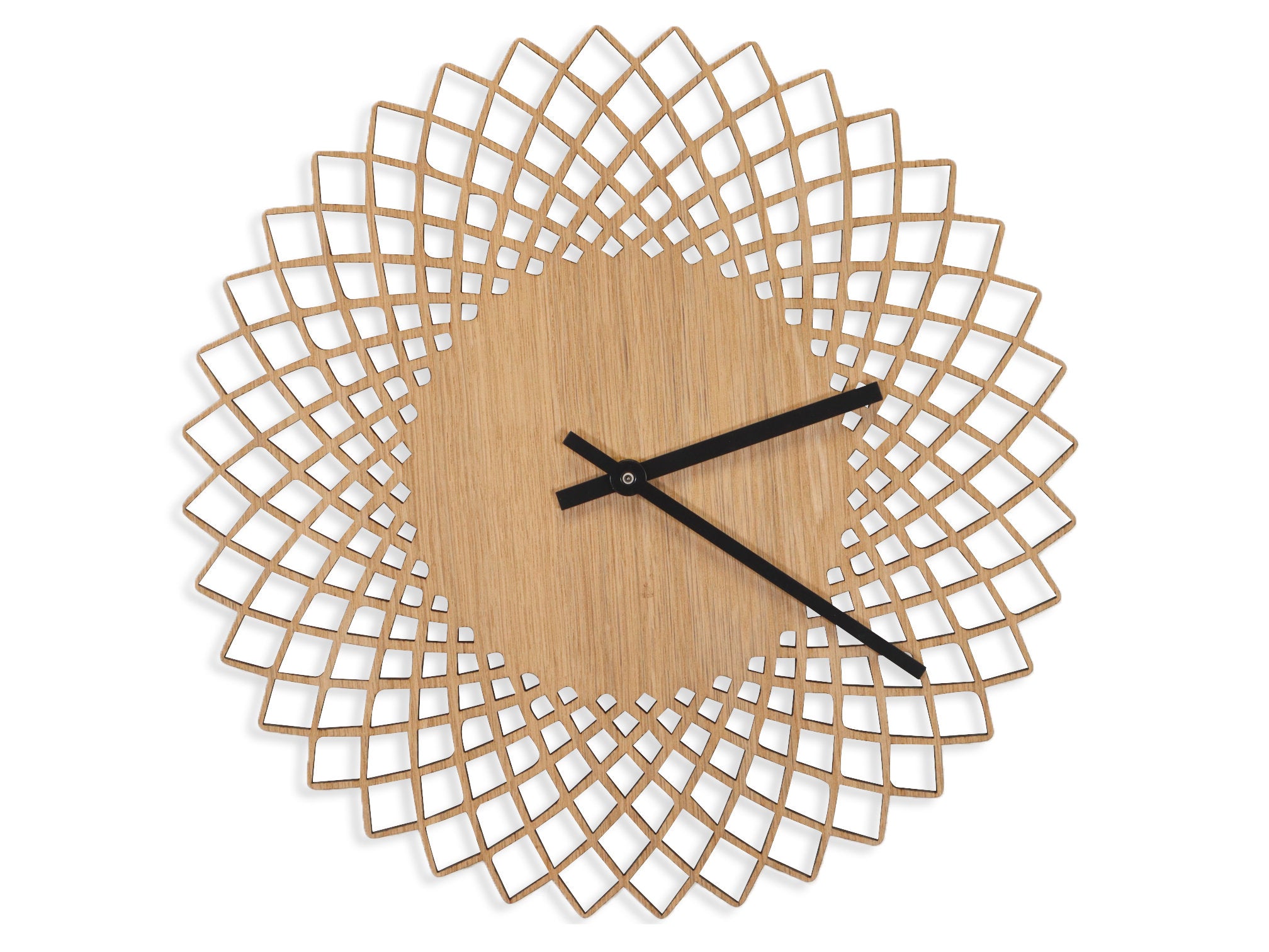 Minimalistic Wooden Geometric Wall Clock - Spiral Design