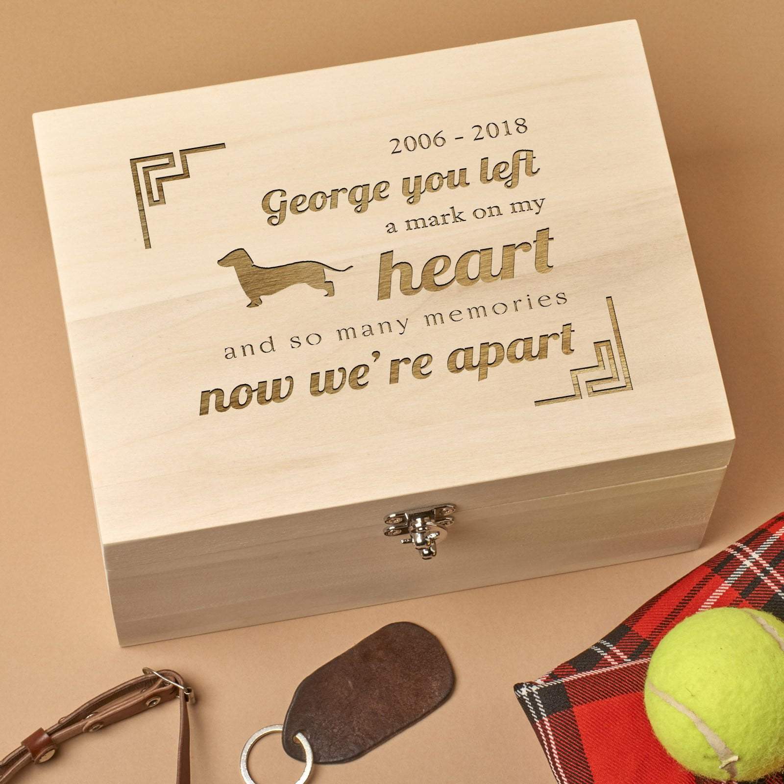 Keepsake Box - Personalised Wooden Pet Memorial Box - Heart