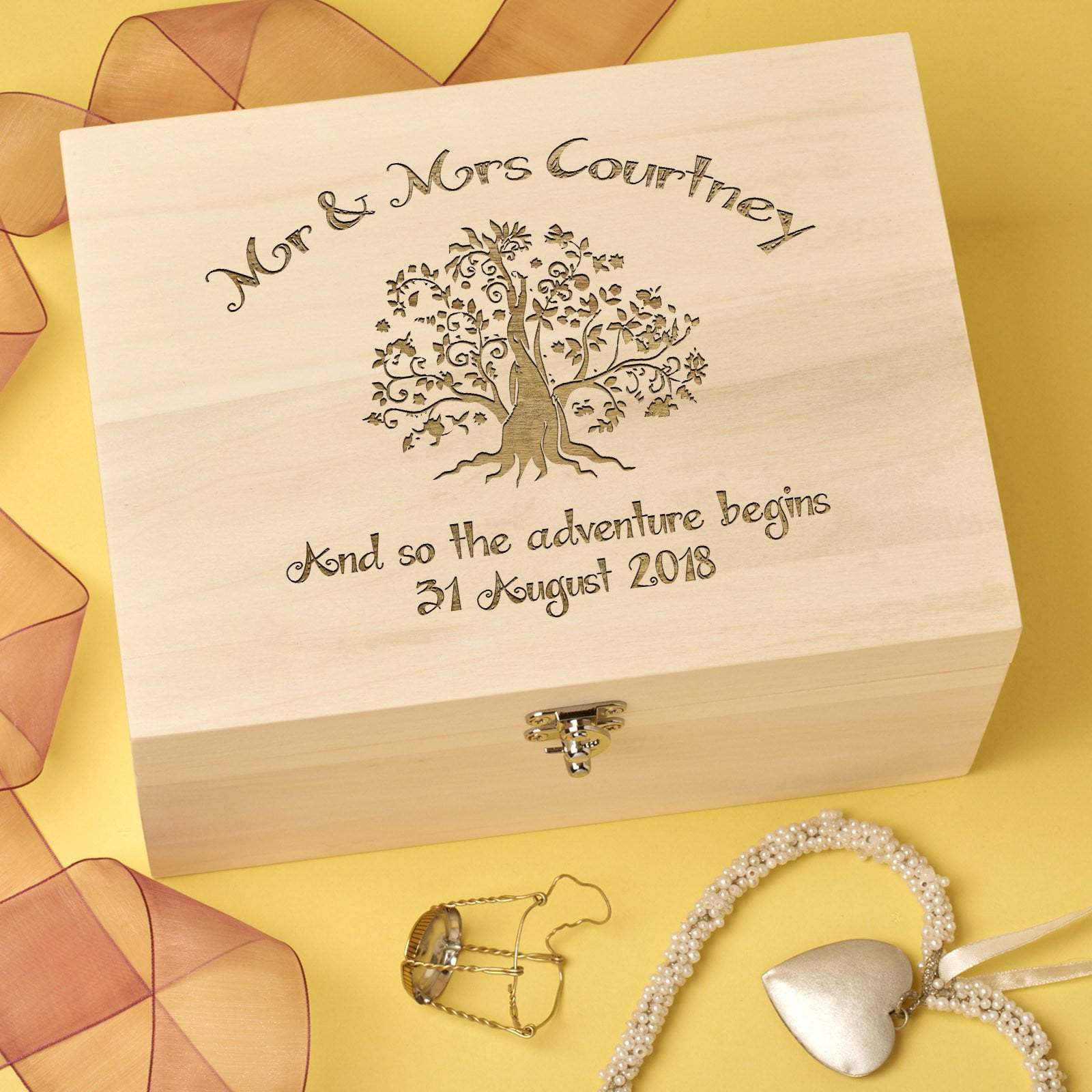 Keepsake Box - Wedding Keepsake Box Personalised - Tree Design