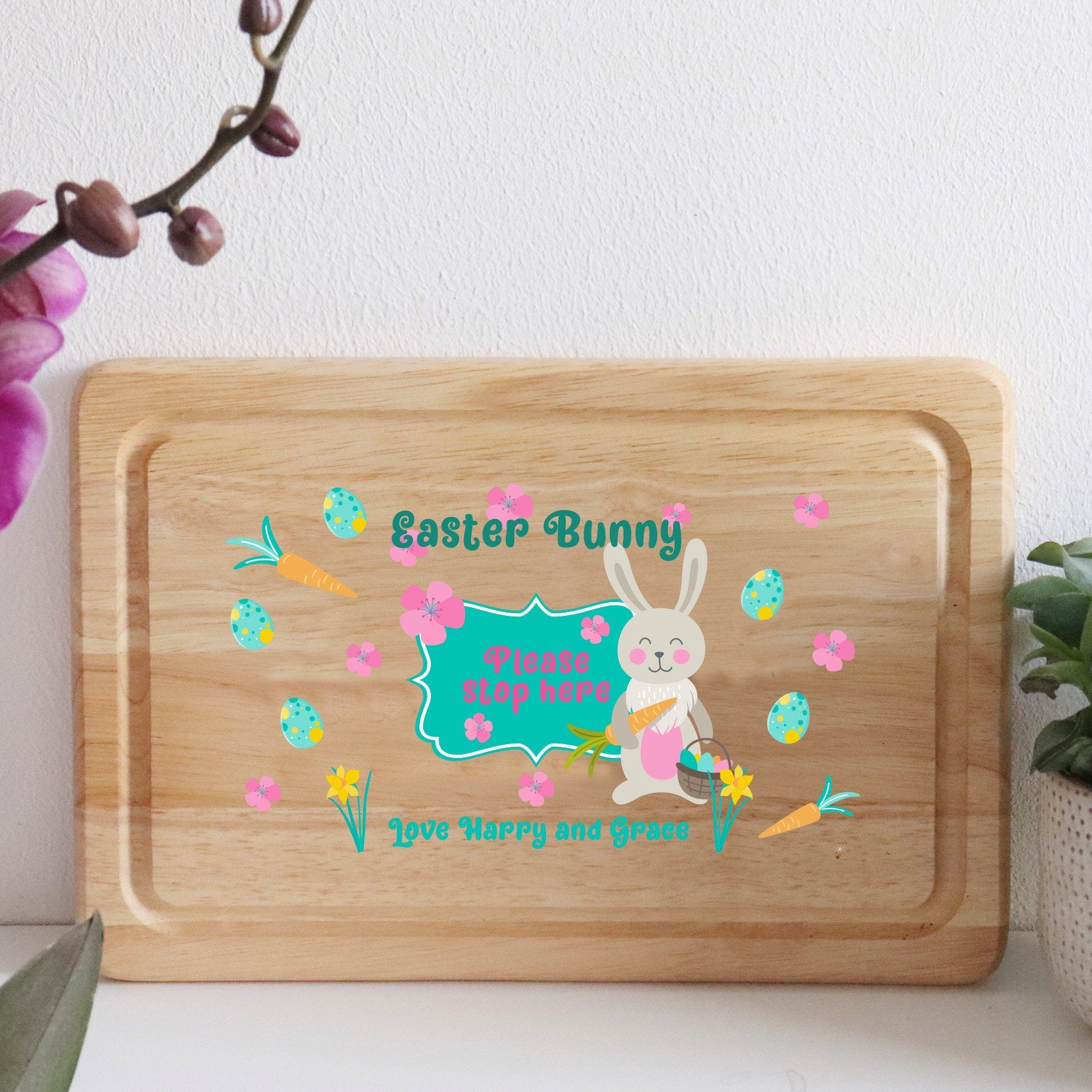 Personalised Colour Wooden Easter Treat Platter  - Rabbit