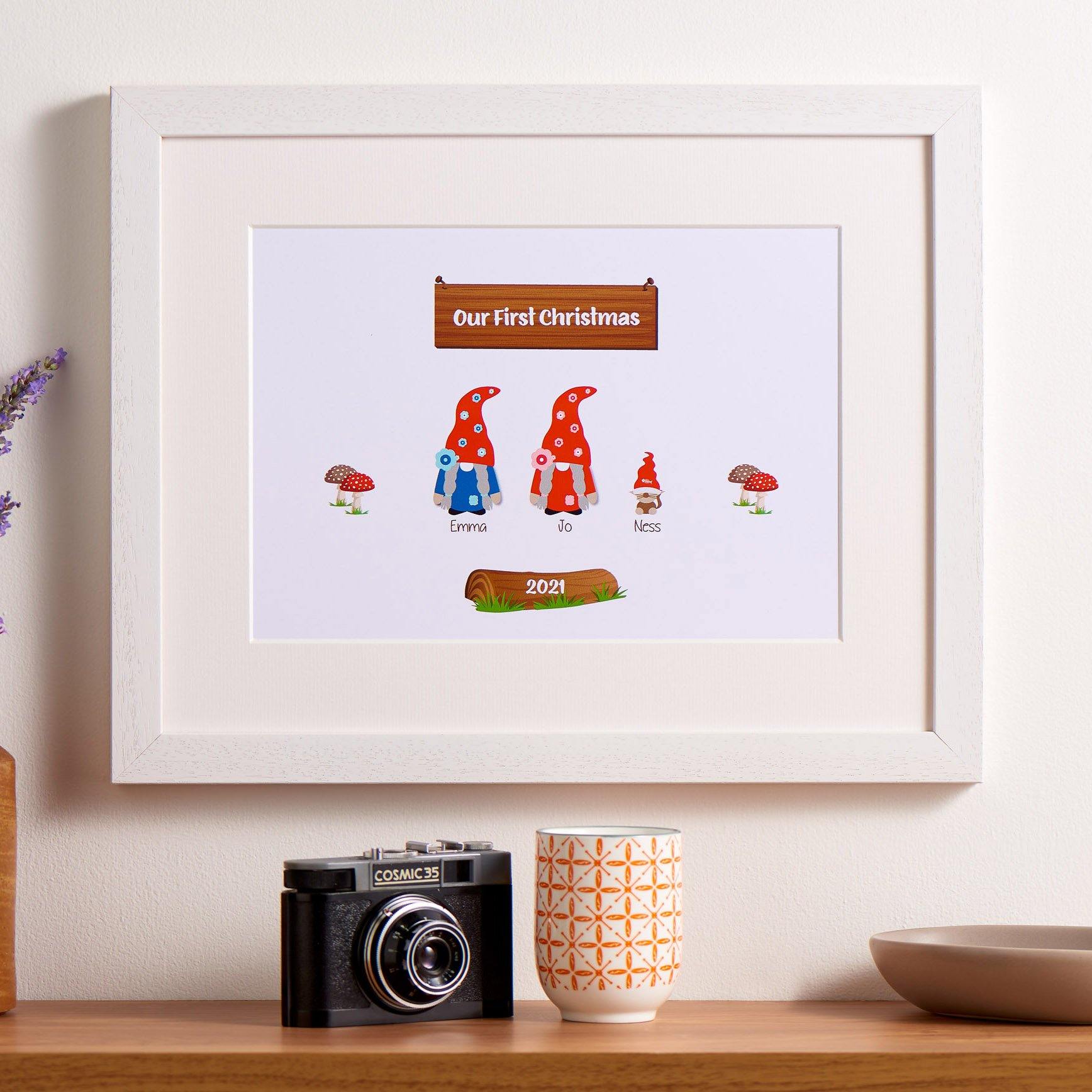 Print - Personalised Gonk Gnome Family Print - Wood Sign