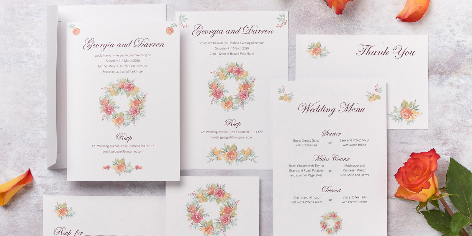 Rose Design Wedding Invitation Collection