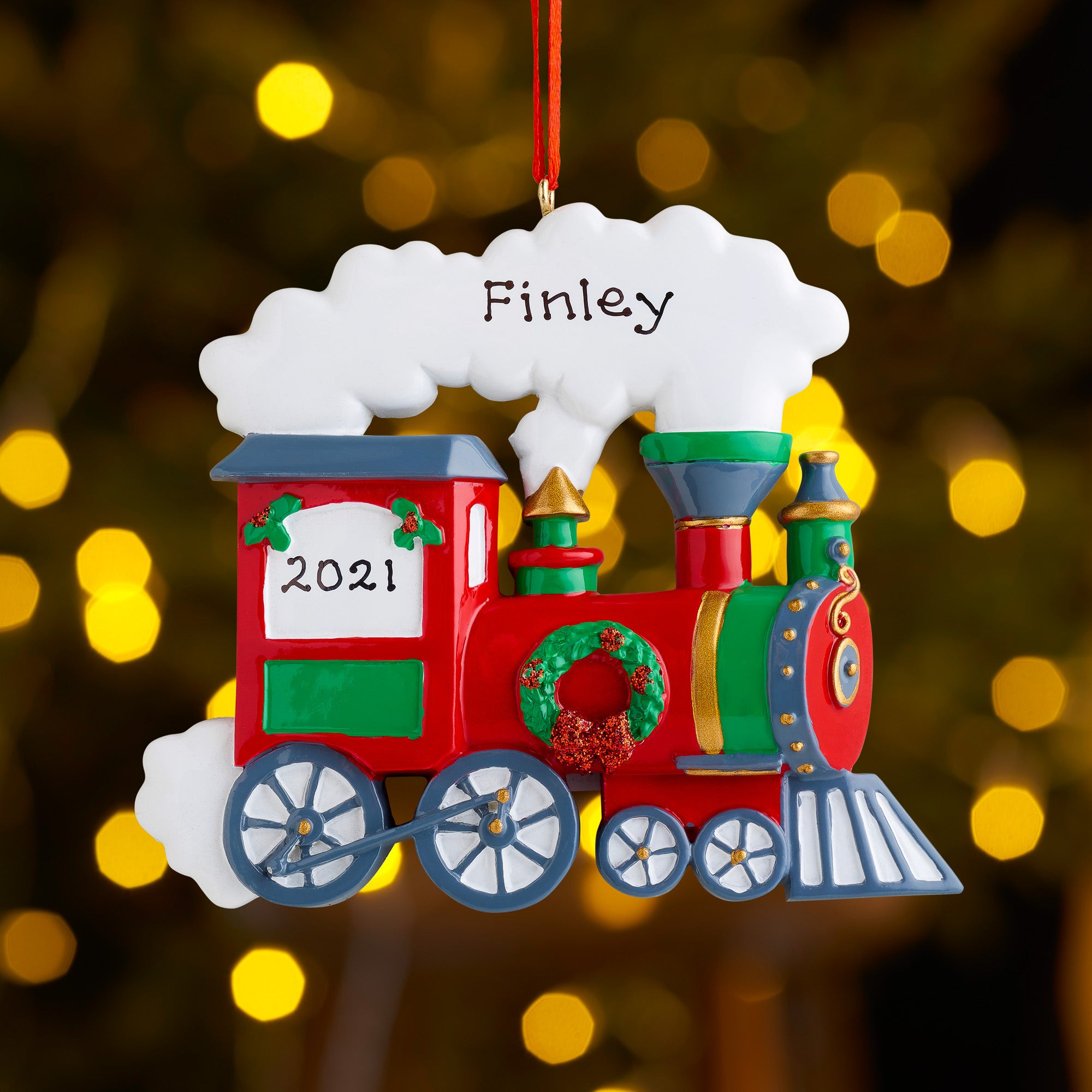 Personalised Family Christmas Xmas Tree Decoration Ornament - Christmas Train