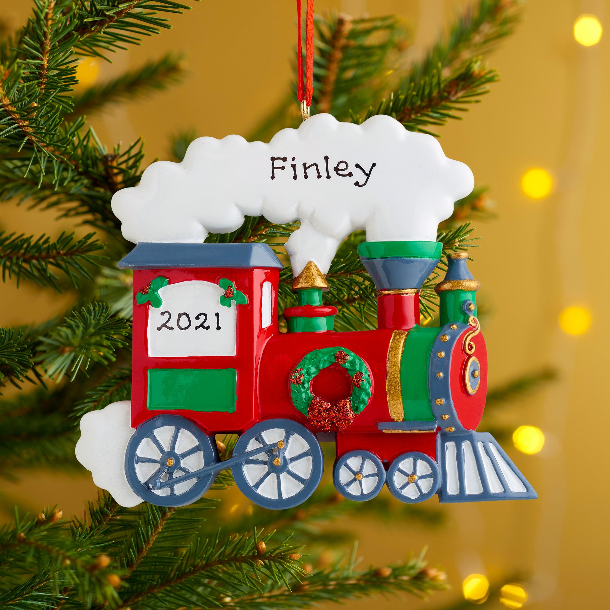 Personalised Family Christmas Xmas Tree Decoration Ornament - Christmas Train