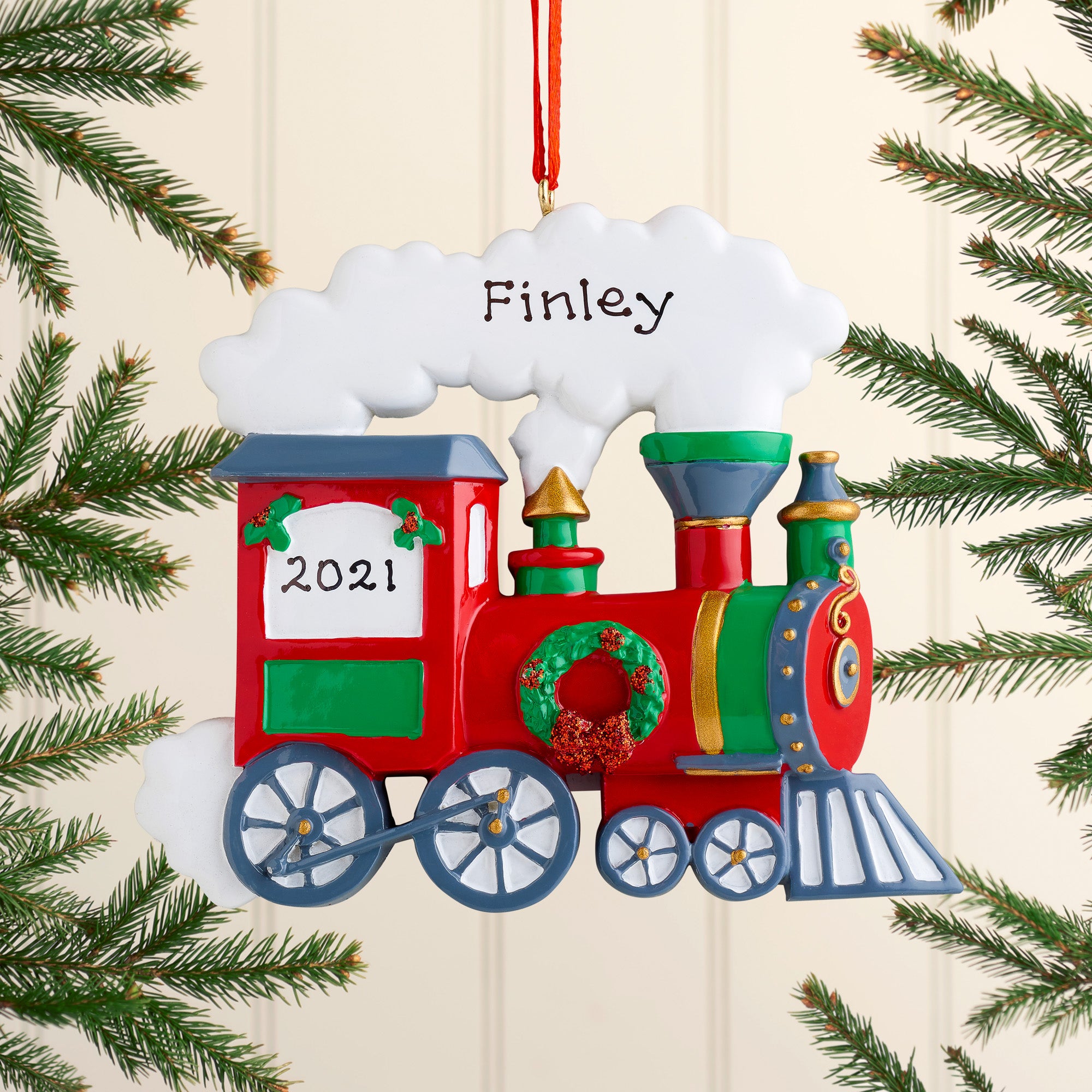 Personalised Family Christmas Xmas Tree Decoration Ornament - Christmas Train