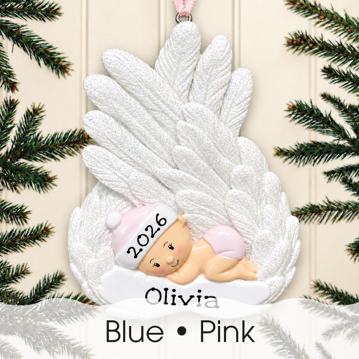 Personalised Childs Christmas Xmas Tree Decoration Ornament - Angel Boy or Girl Feathers