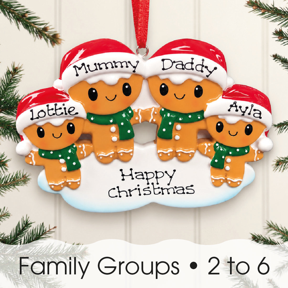 Personalised Family Christmas Xmas Tree Decoration Ornament - Gingerbread Family