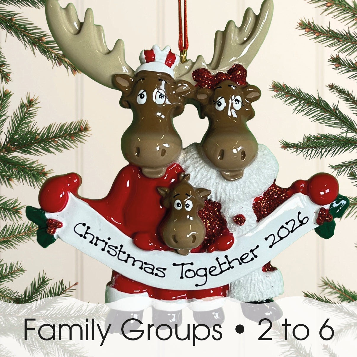 Personalised Family Christmas Xmas Tree Decoration Ornament - Moose Family