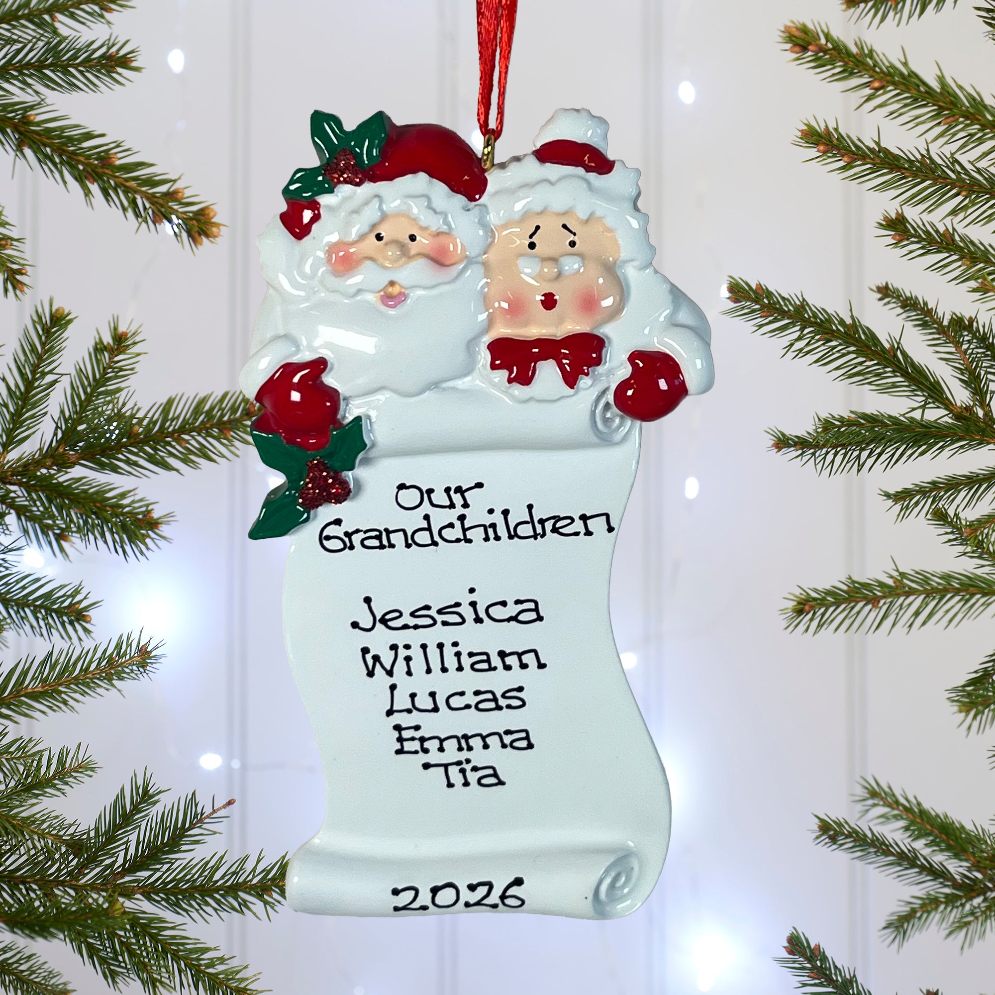 Personalised Family Christmas Tree Decoration Ornament - Grandparents' List