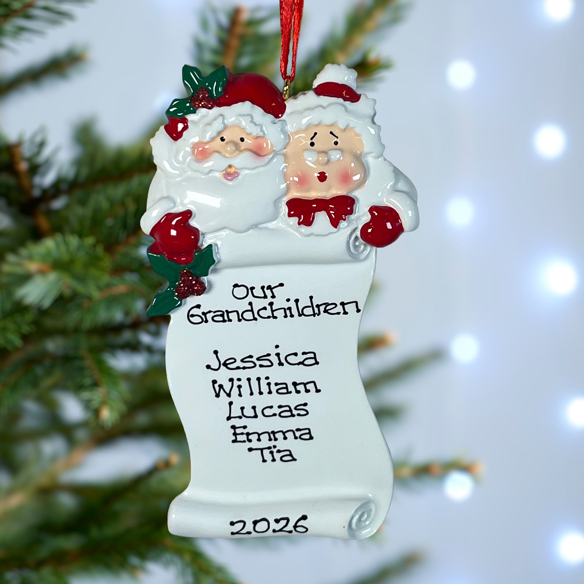 Personalised Family Christmas Tree Decoration Ornament - Grandparents' List
