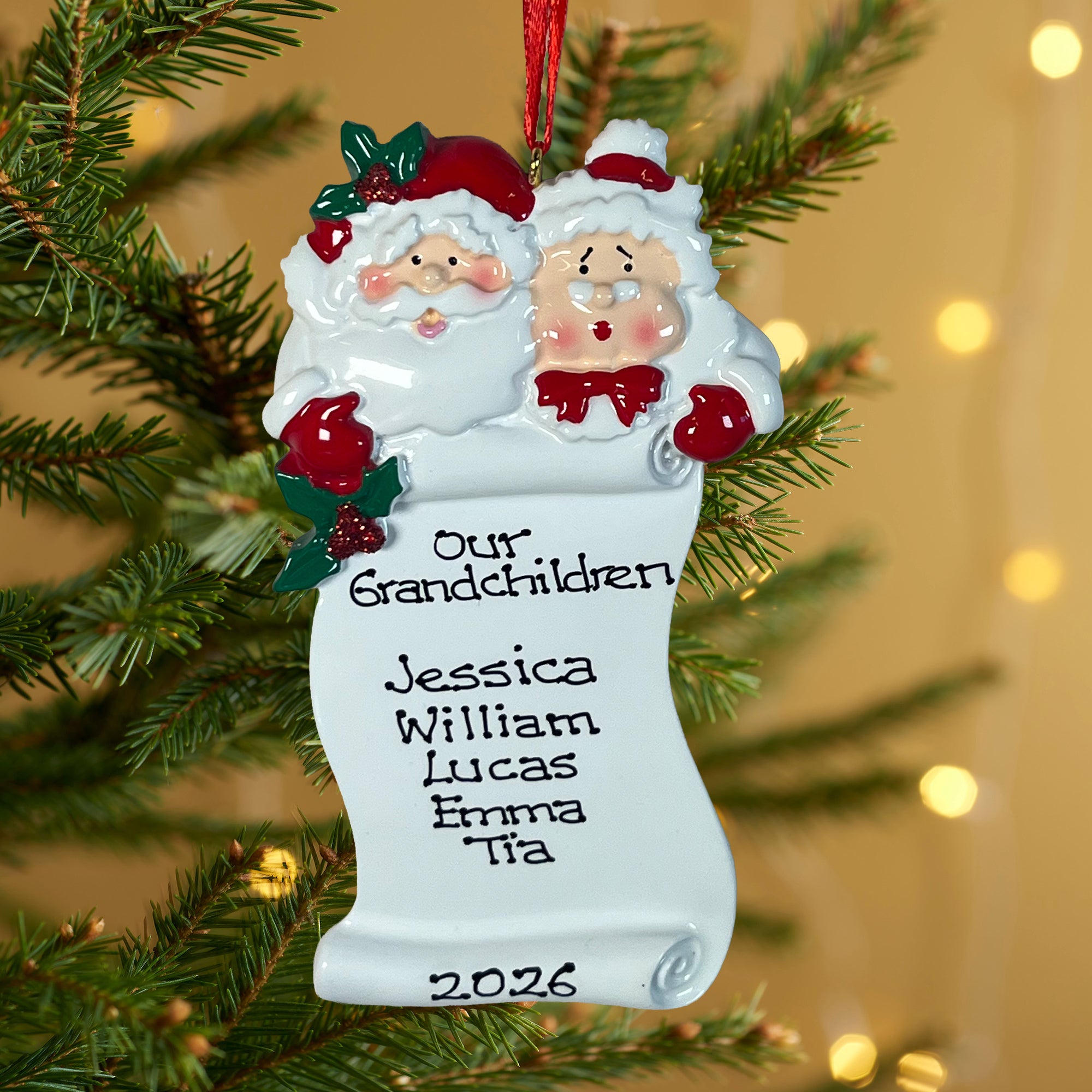 Personalised Family Christmas Tree Decoration Ornament - Grandparents' List