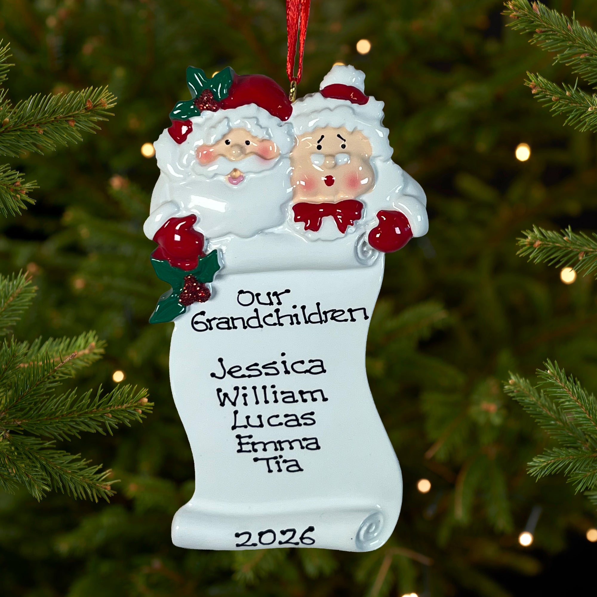 Personalised Family Christmas Tree Decoration Ornament - Grandparents' List