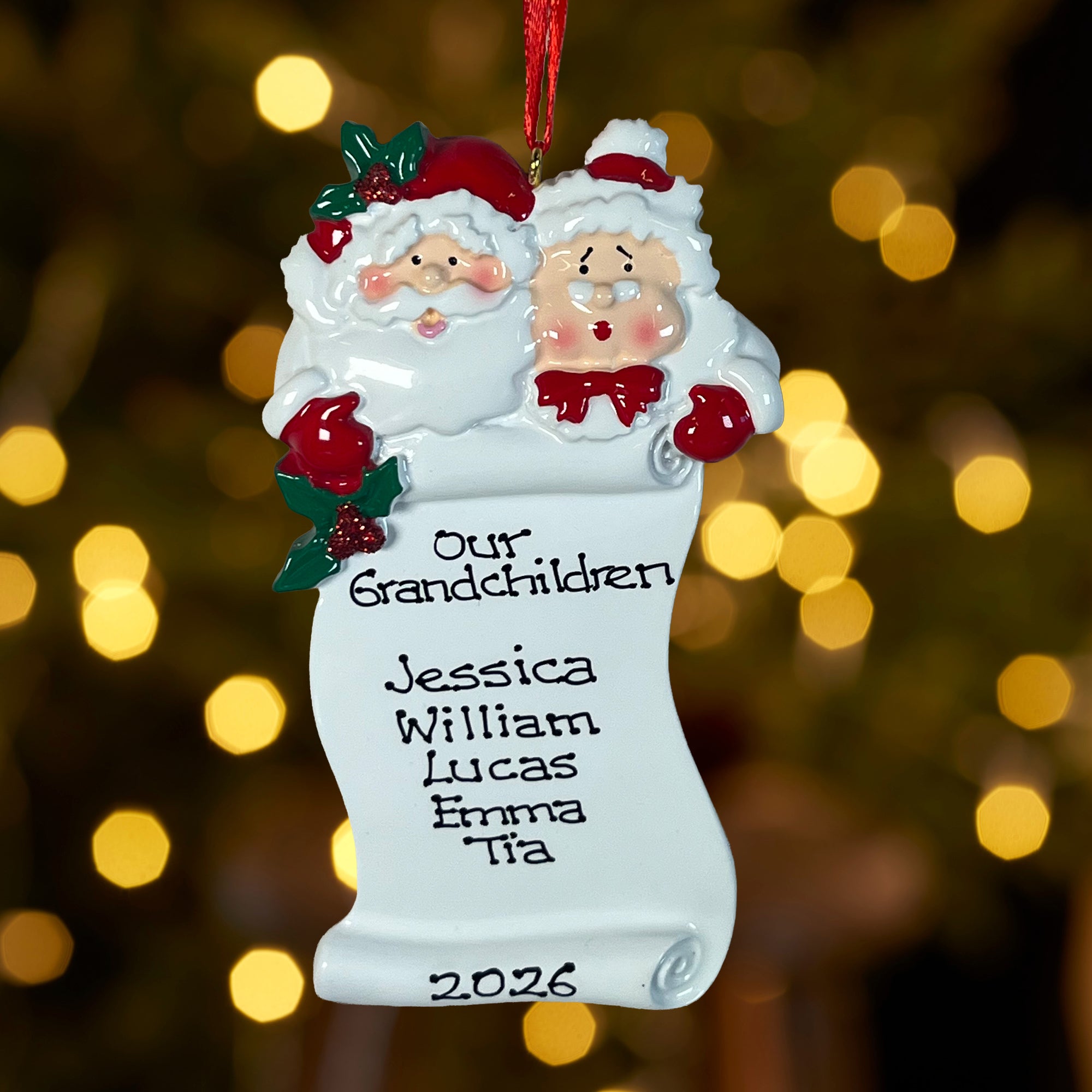 Personalised Family Christmas Tree Decoration Ornament - Grandparents' List