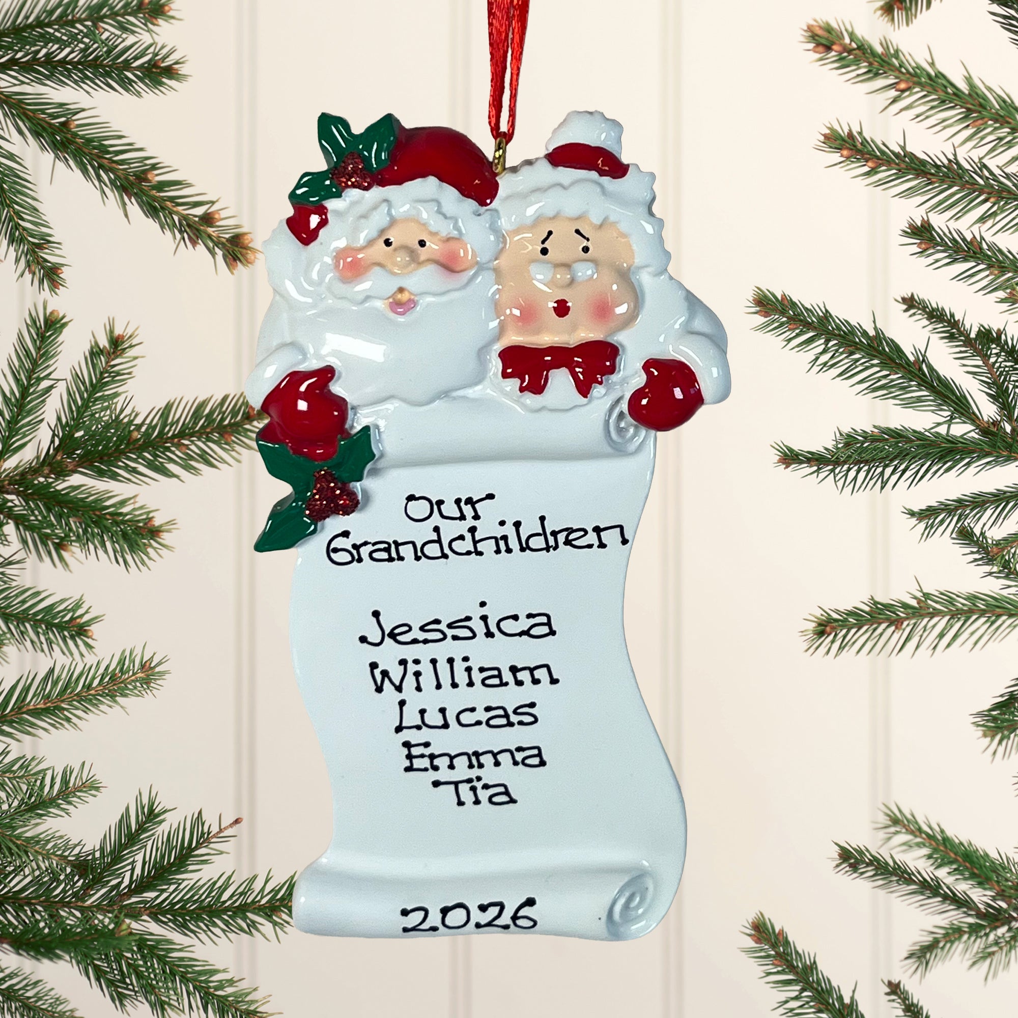 Personalised Family Christmas Tree Decoration Ornament - Grandparents' List