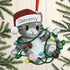 Personalised Pet Cat Christmas Xmas Tree Decoration Ornament - Cat Tangled in Lights