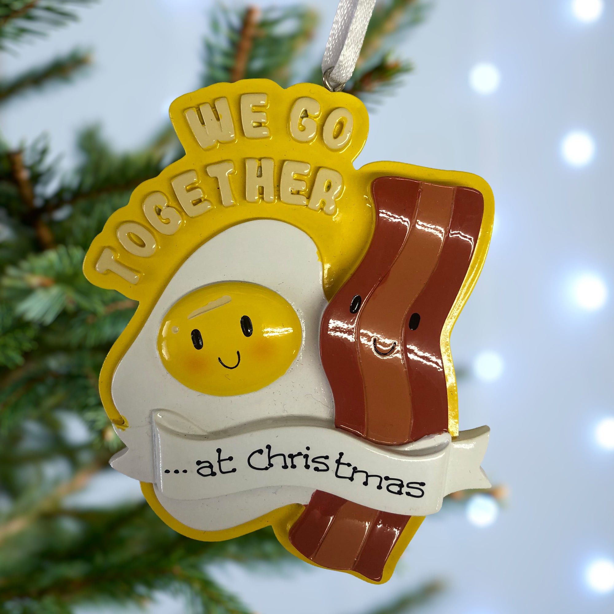 Personalised Family Christmas Tree Decoration Ornament - Bacon & Egg