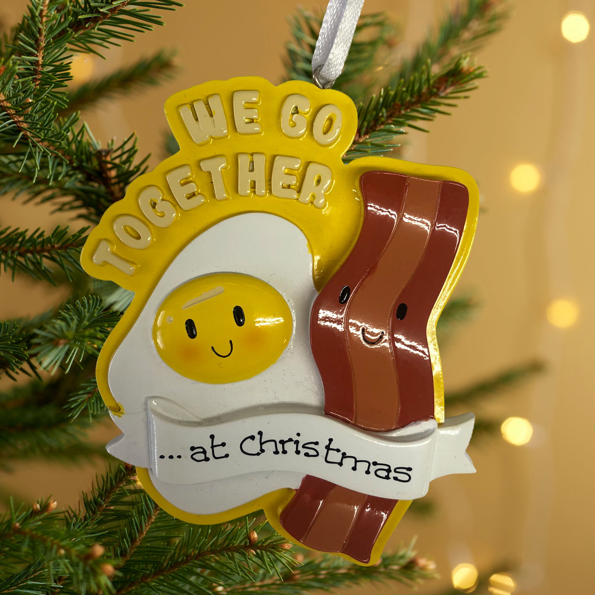Personalised Family Christmas Tree Decoration Ornament - Bacon & Egg