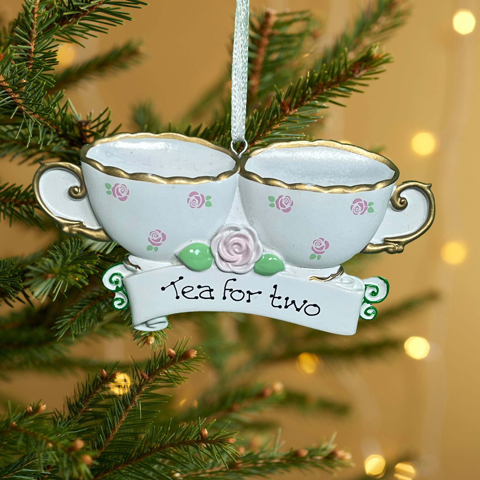Personalised Family Christmas Xmas Tree Decoration Ornament - Teacups Family