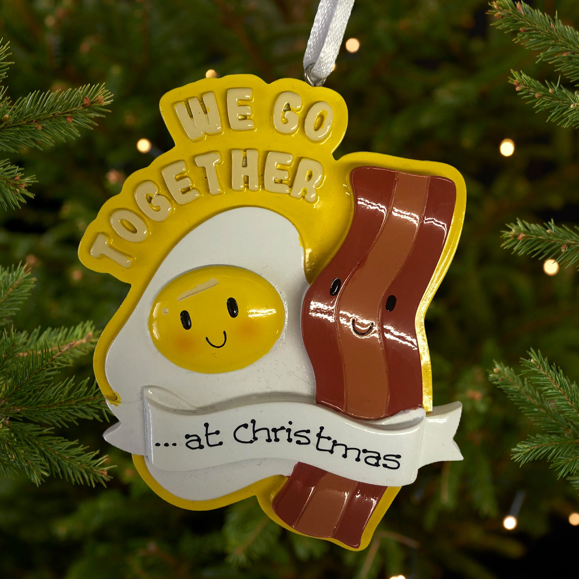 Personalised Family Christmas Tree Decoration Ornament - Bacon & Egg