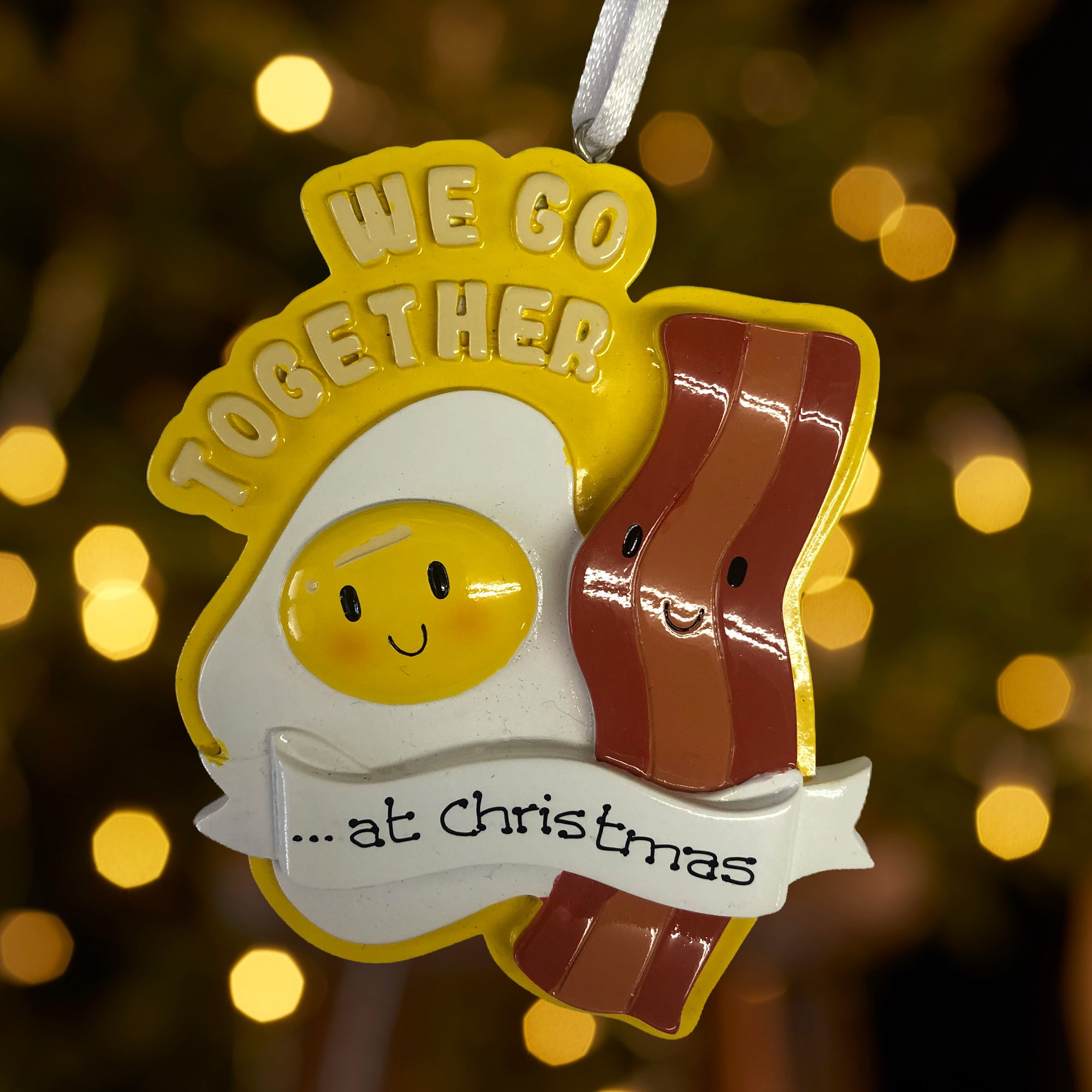 Personalised Family Christmas Tree Decoration Ornament - Bacon & Egg