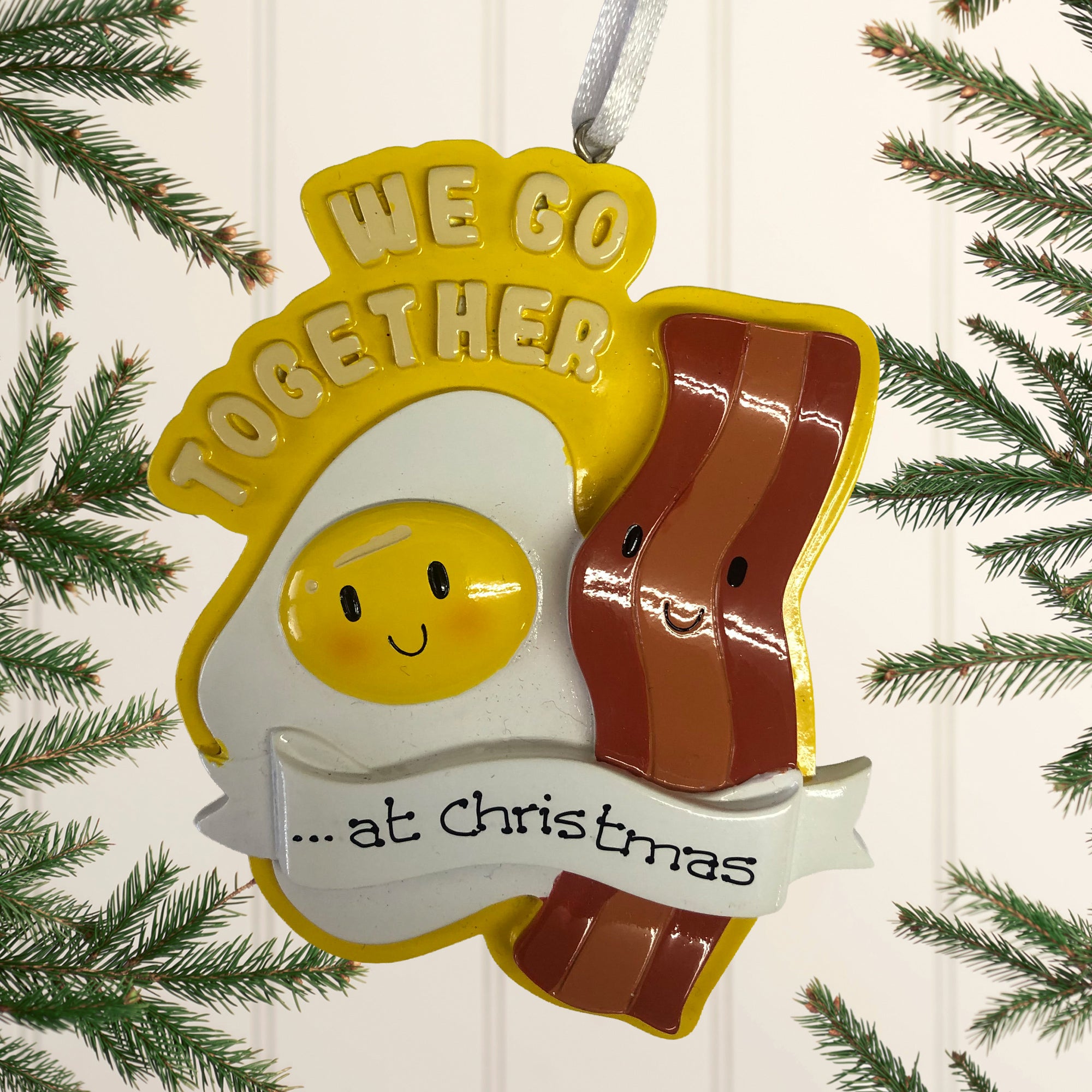 Personalised Family Christmas Tree Decoration Ornament - Bacon & Egg