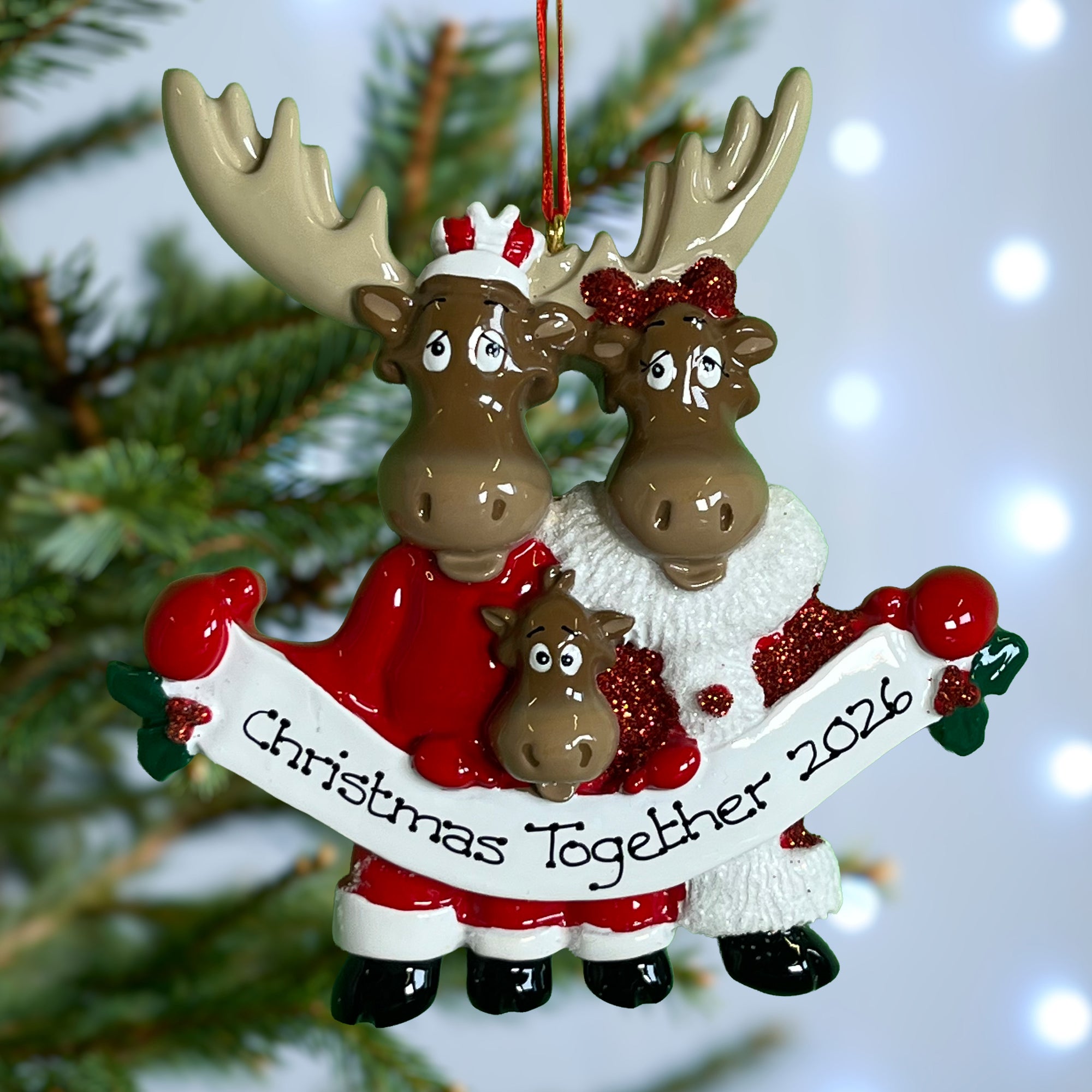 Personalised Family Christmas Xmas Tree Decoration Ornament - Moose Family