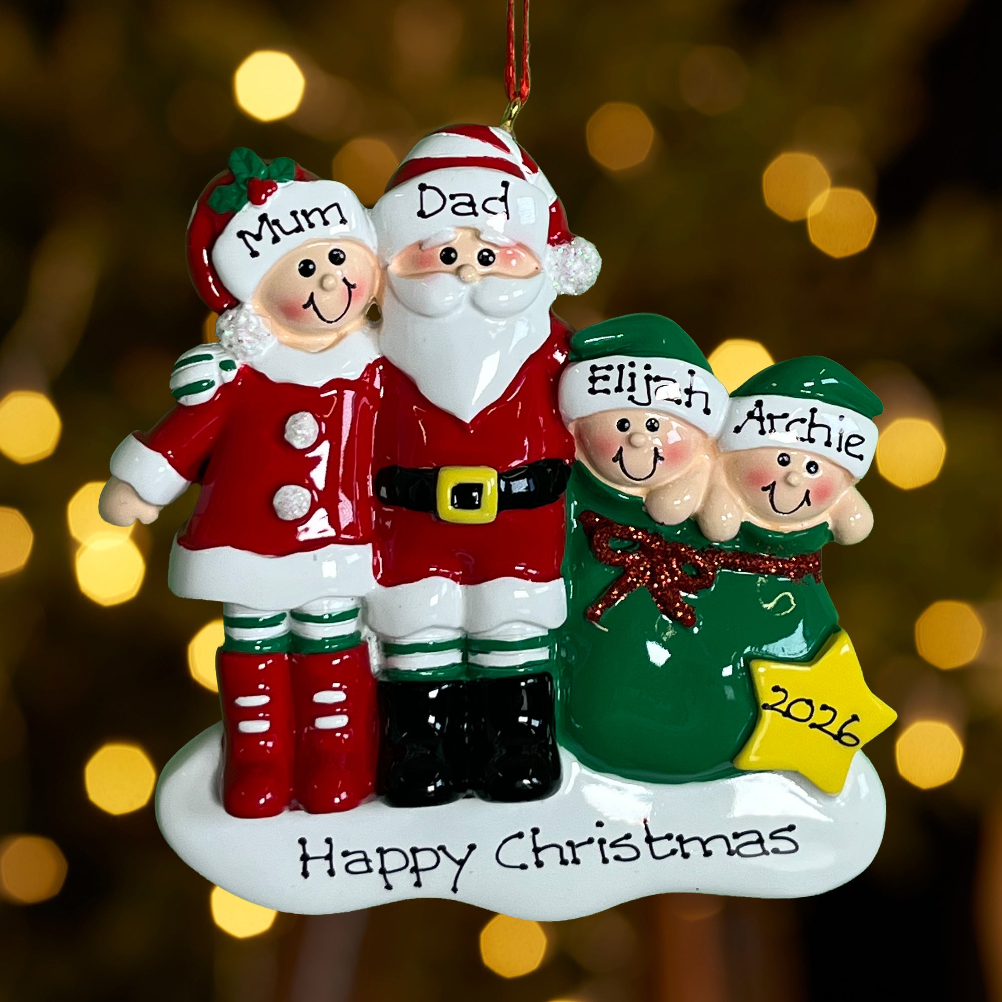 Personalised Family Christmas Xmas Tree Decoration Ornament - Clause Family