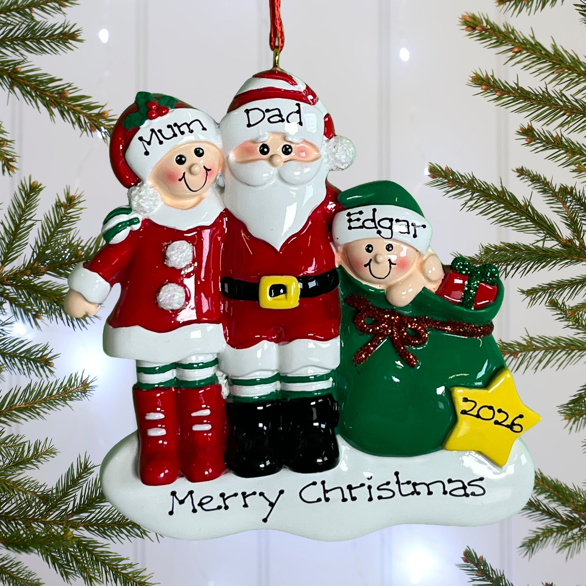 Personalised Family Christmas Xmas Tree Decoration Ornament - Clause Family
