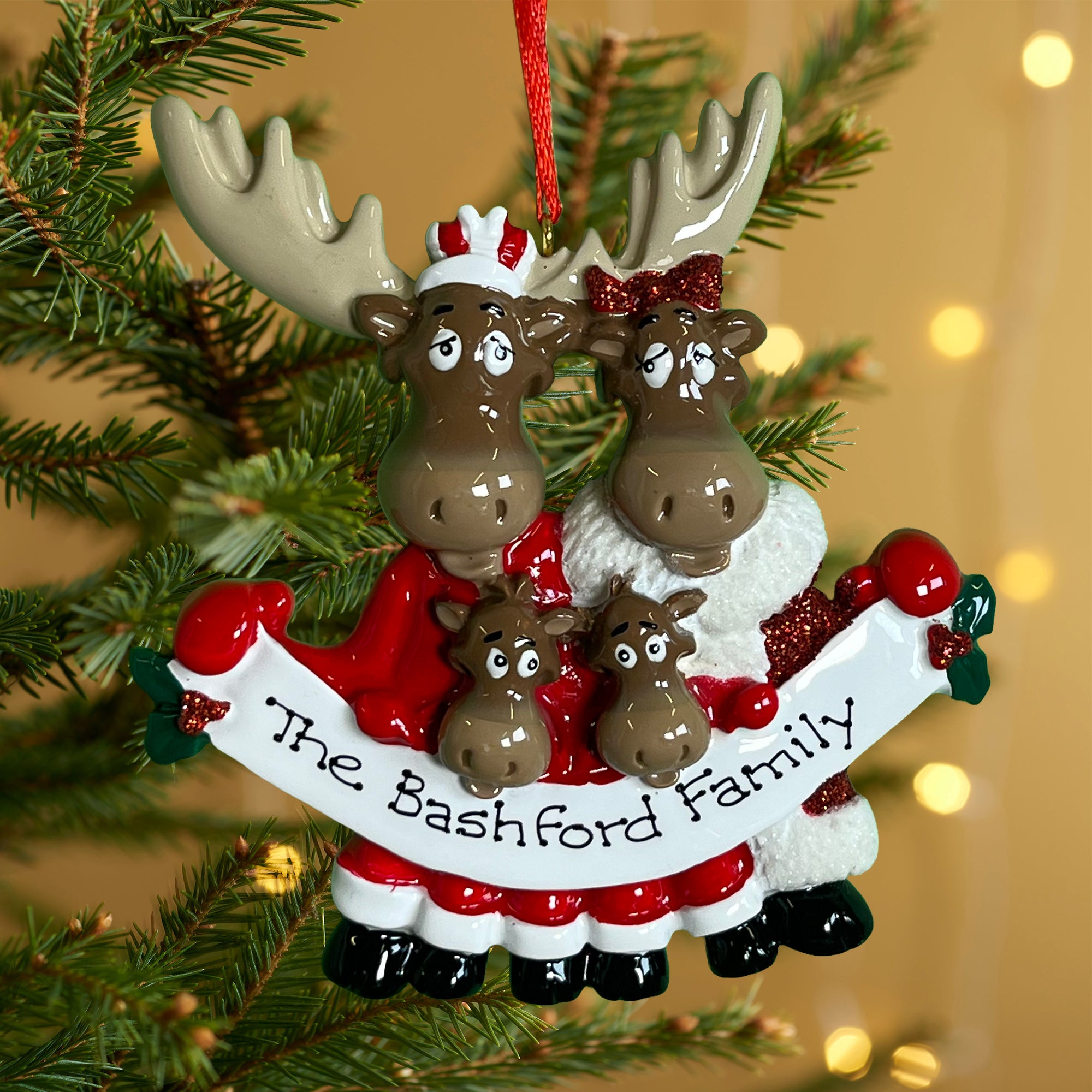 Personalised Family Christmas Xmas Tree Decoration Ornament - Moose Family