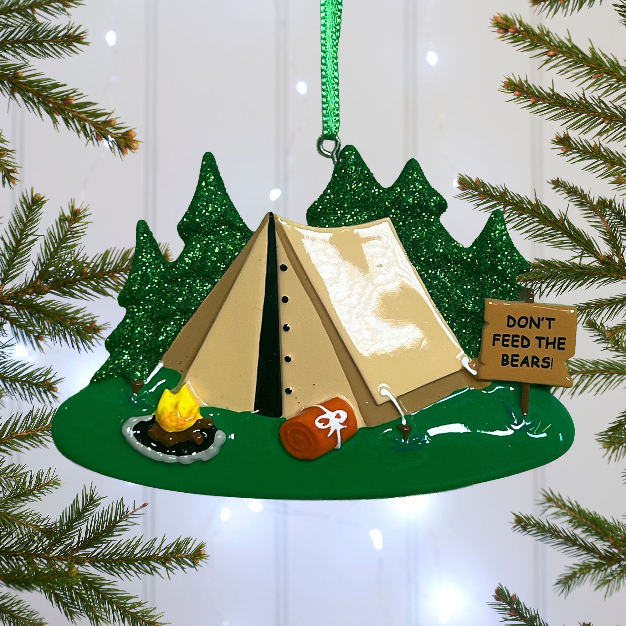 Personalised Family Christmas Xmas Tree Decoration Ornament - Camping