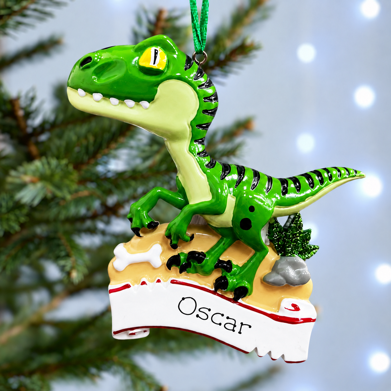 Personalised Family Christmas Xmas Tree Decoration Ornament - Dinosaur