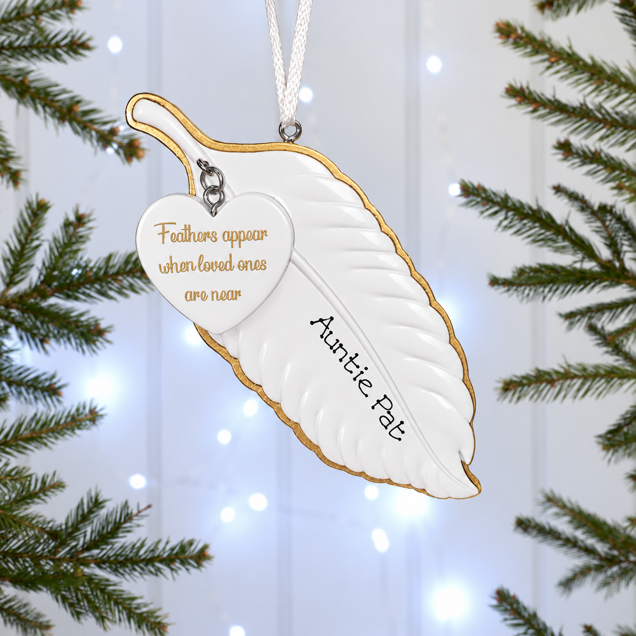 Personalised Family Christmas Xmas Tree Decoration Ornament - Memorial Feather