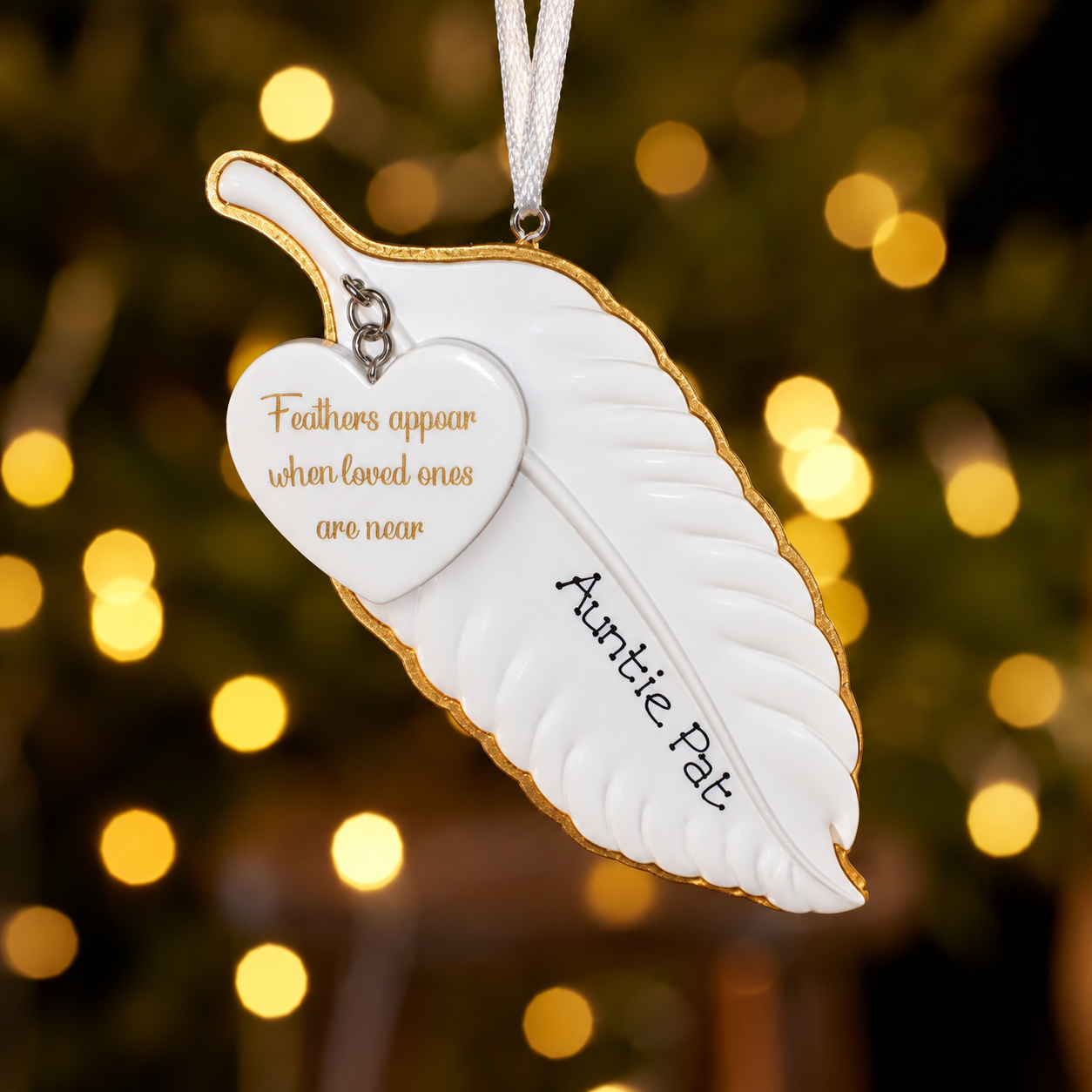 Personalised Family Christmas Xmas Tree Decoration Ornament - Memorial Feather