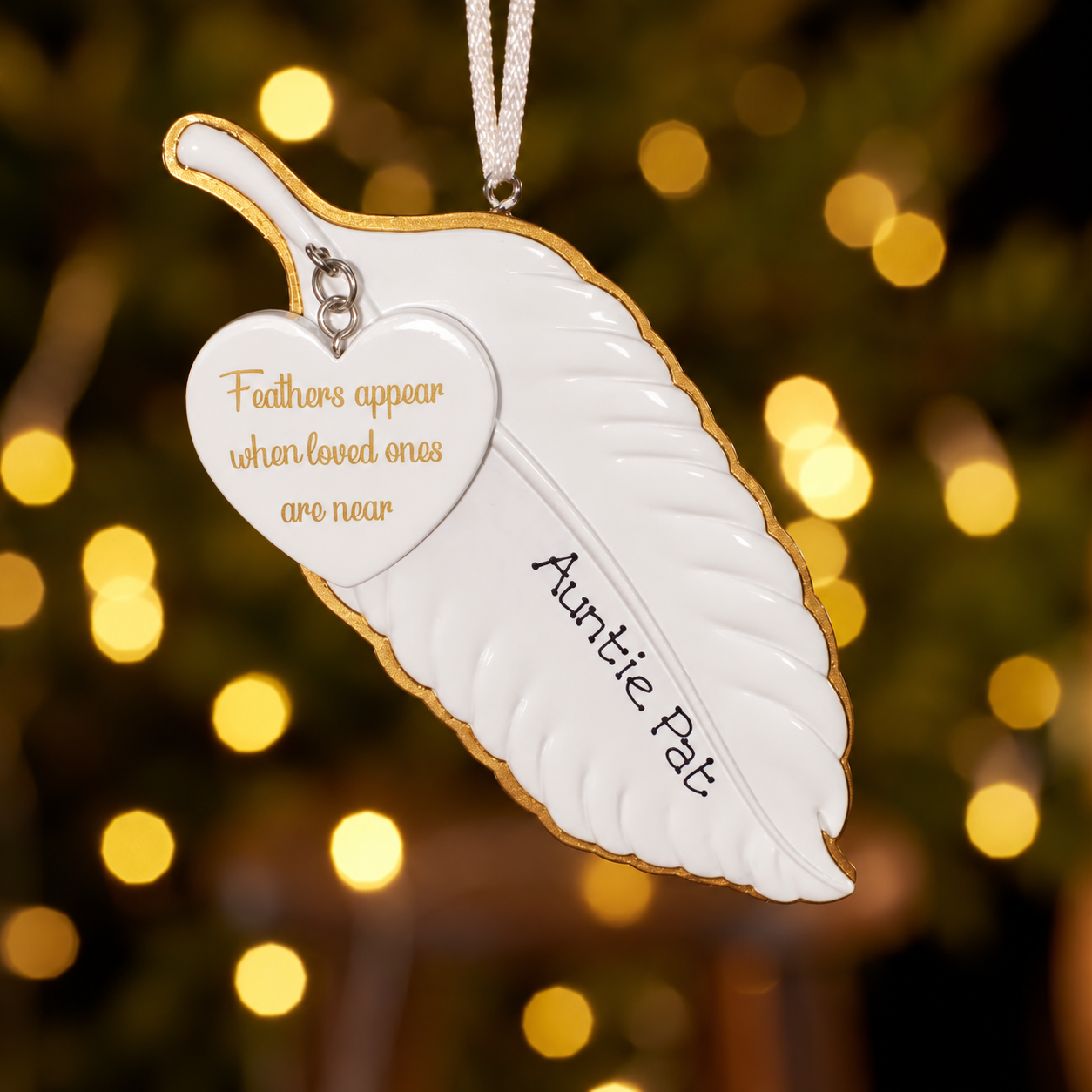 Personalised Family Christmas Xmas Tree Decoration Ornament - Memorial Feather