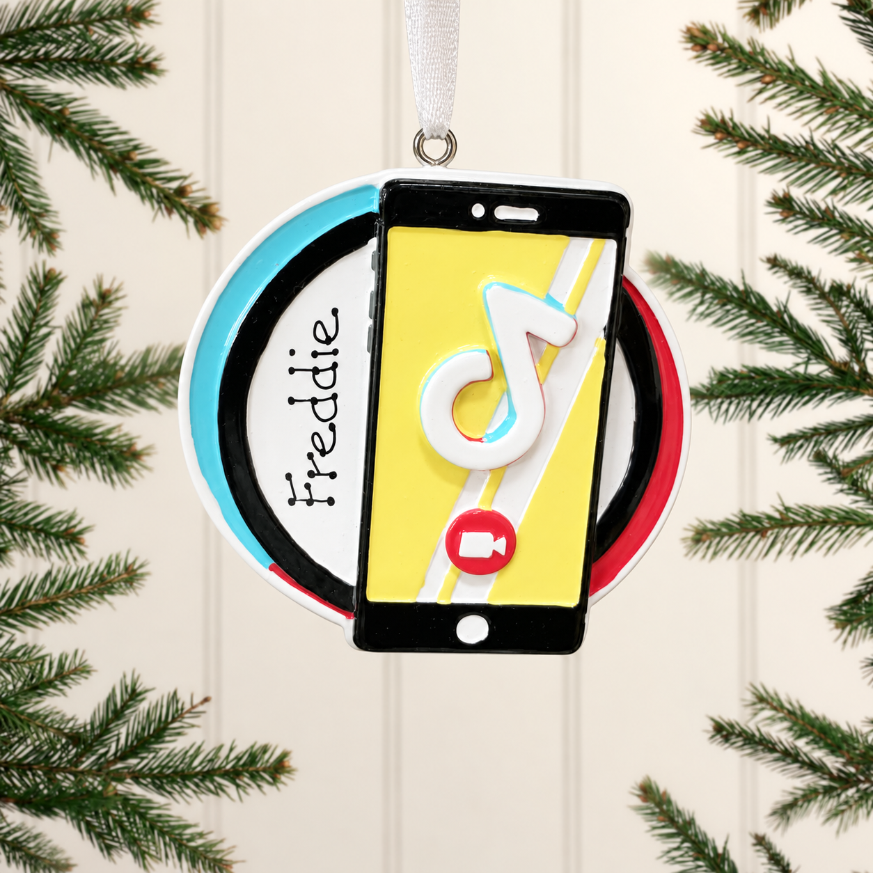 Personalised Family Christmas Xmas Tree Decoration Ornament - Cell Phone Dance App