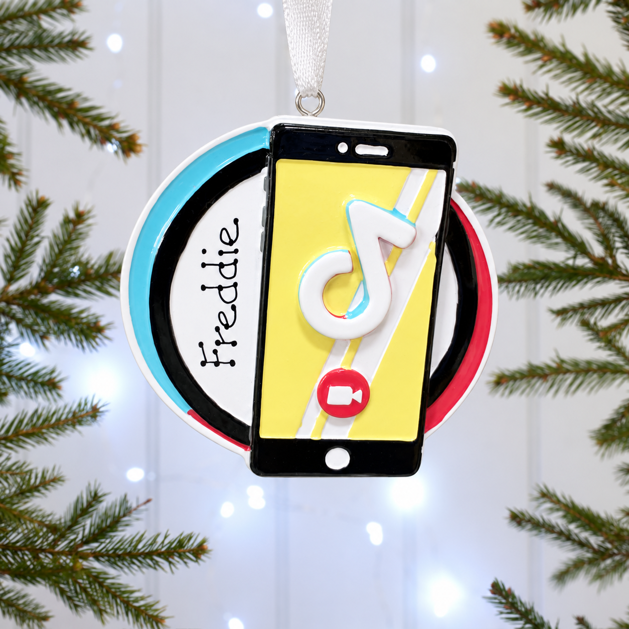 Personalised Family Christmas Xmas Tree Decoration Ornament - Cell Phone Dance App