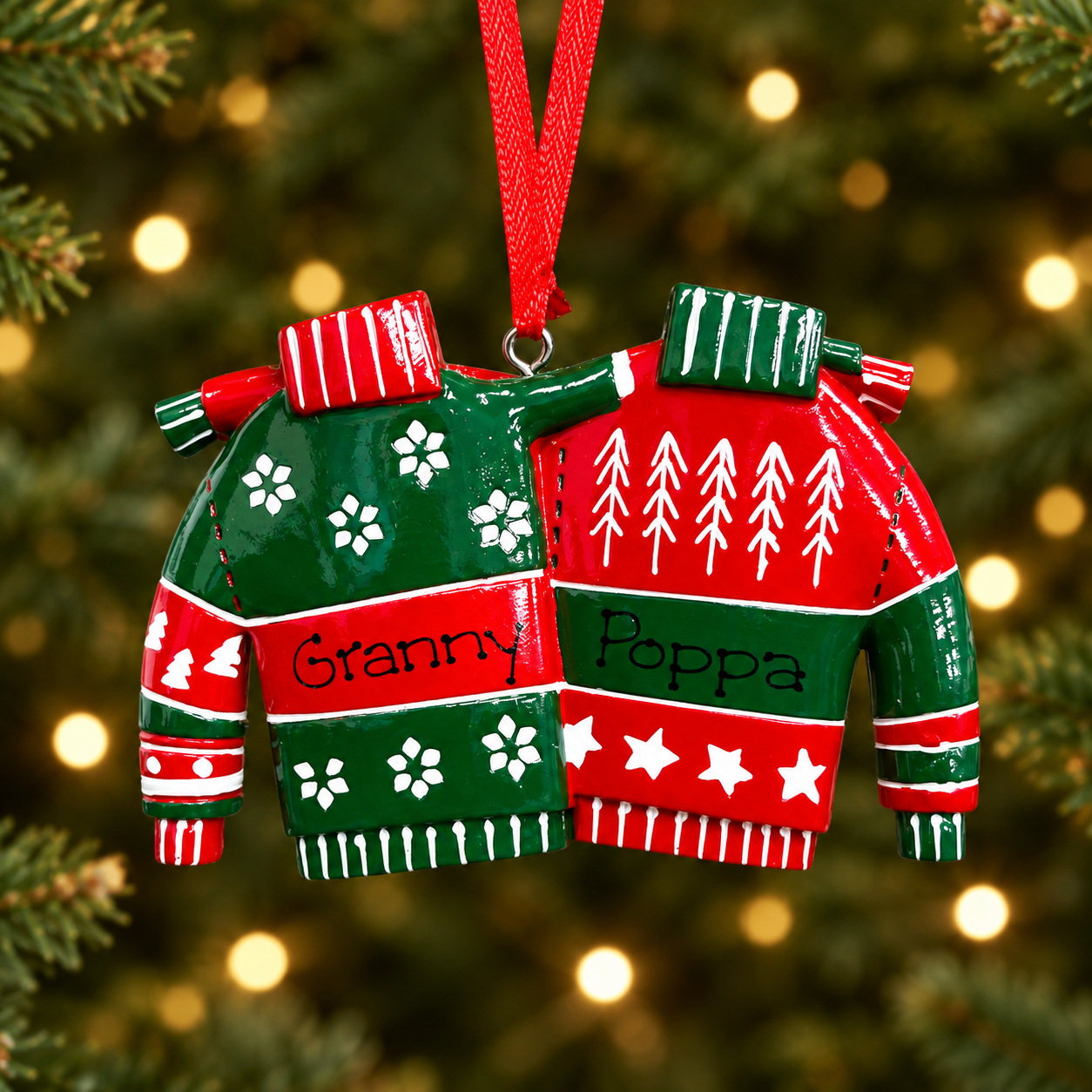Personalised Family Christmas Xmas Tree Decoration Ornament - Jumper Couple