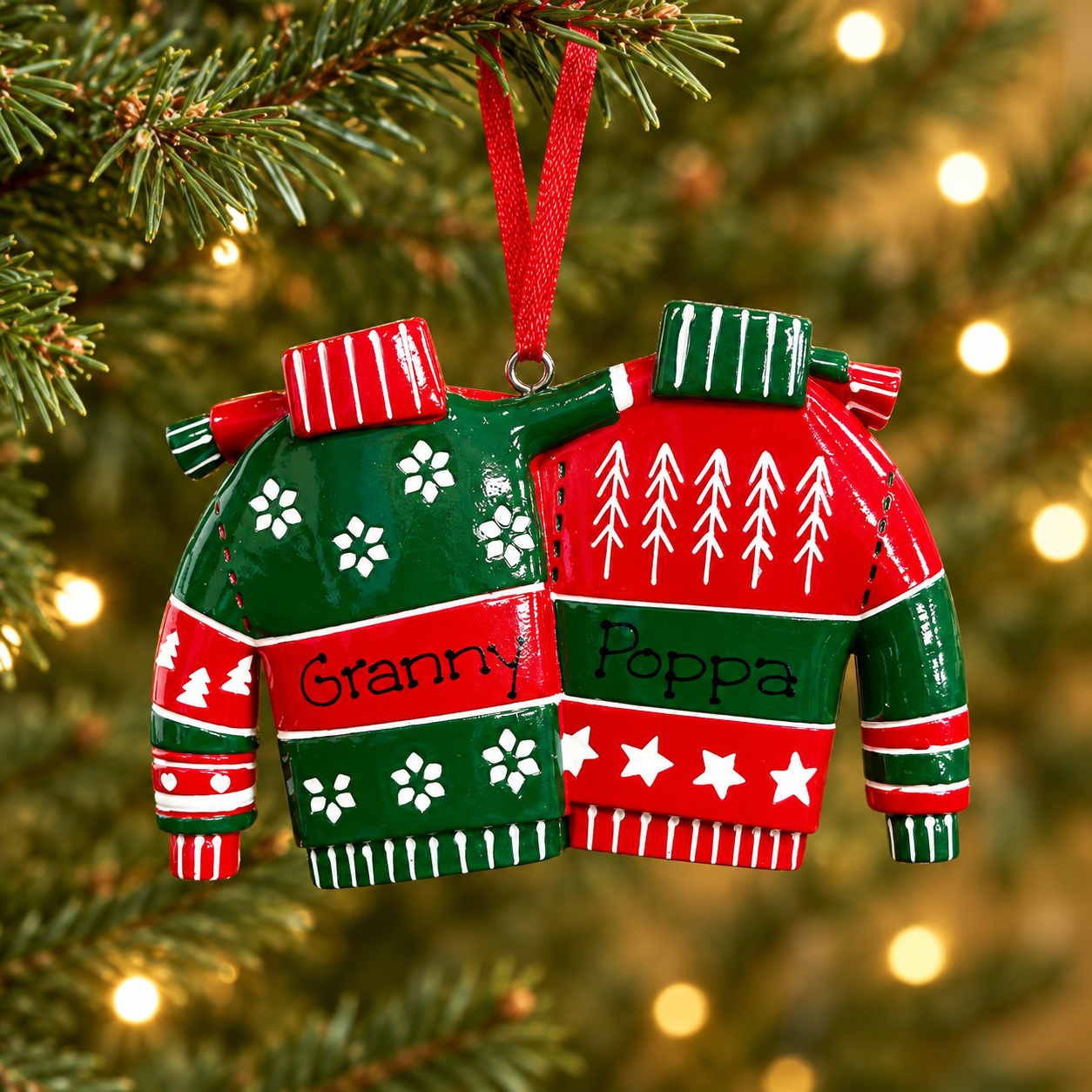 Personalised Family Christmas Xmas Tree Decoration Ornament - Jumper Couple