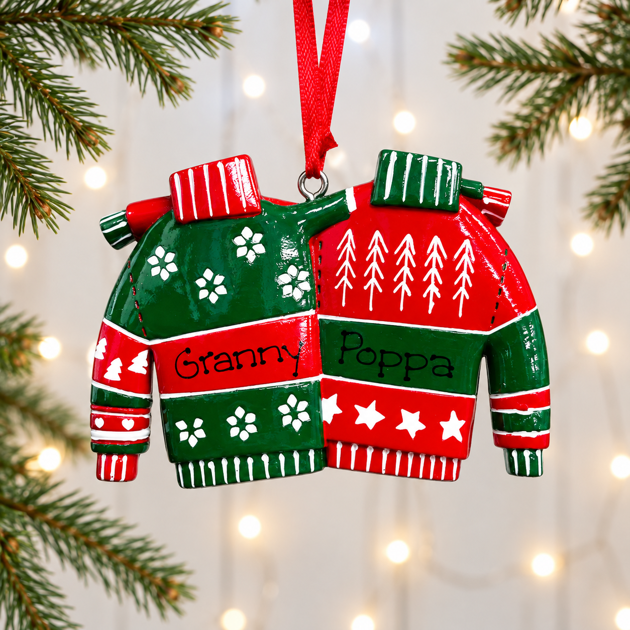 Personalised Family Christmas Xmas Tree Decoration Ornament - Jumper Couple