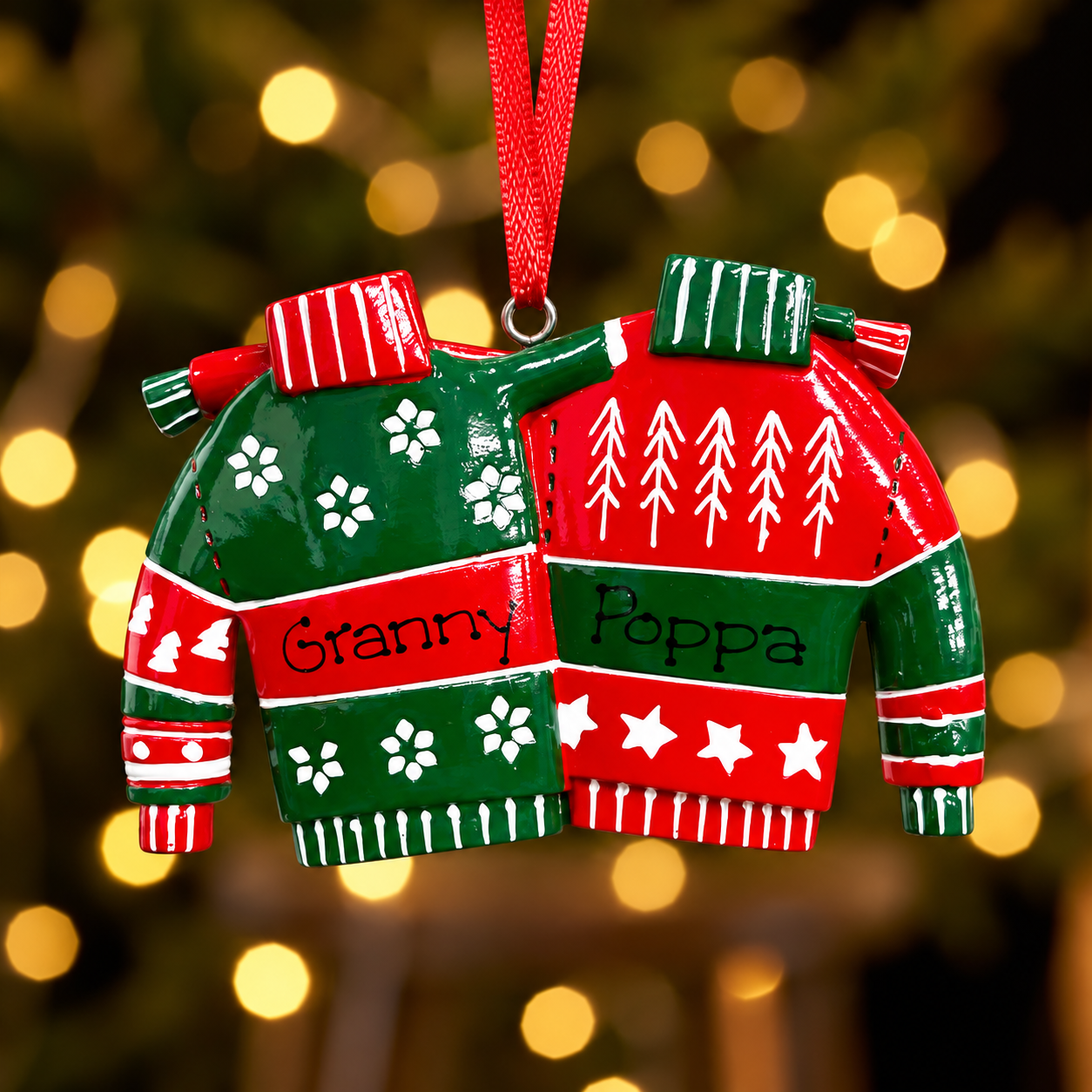 Personalised Family Christmas Xmas Tree Decoration Ornament - Jumper Couple